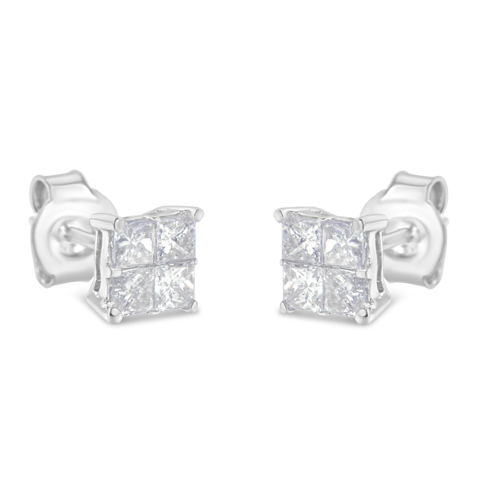 10K White Gold Diamond Stud Earrings (3/4 cttw, H-I Color, SI2-I1 Clarity) - Friggin Jewelry