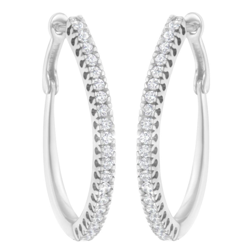 Orecchini a cerchio in oro bianco 10 carati con diamanti da 1/2 carati (IJ, I2-I3) - Friggin Jewelry