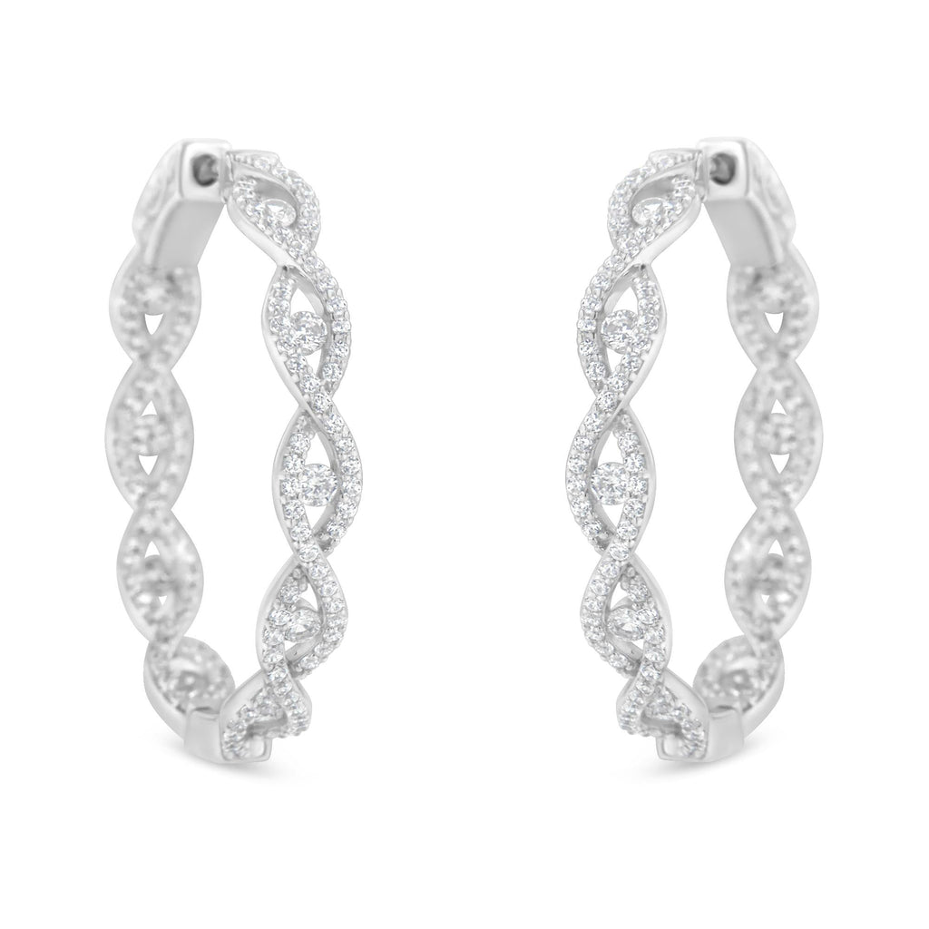Aros de diamantes en oro blanco de 10 quilates (1 1/2 ct, color HI, claridad I1-I2) - Friggin Jewelry