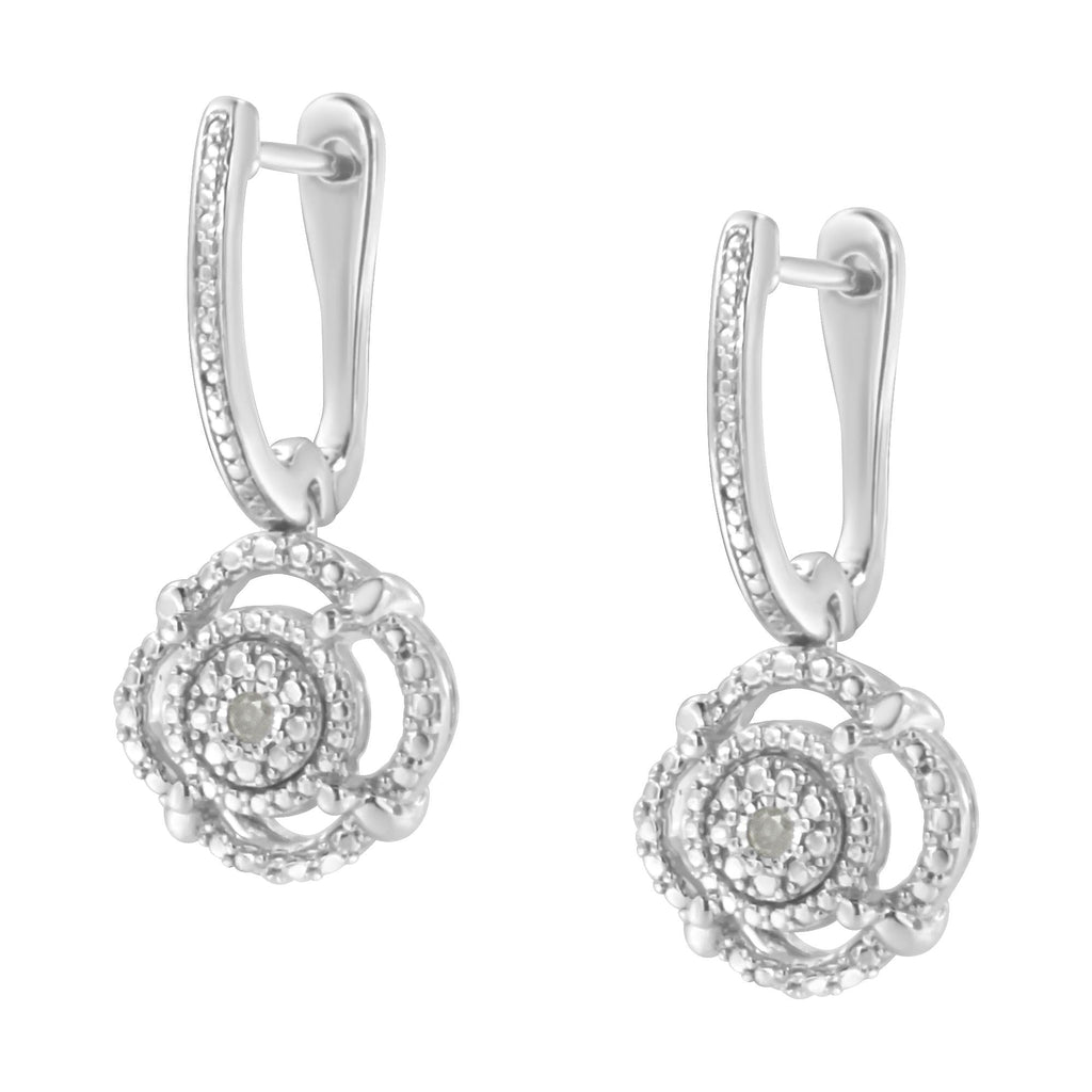 Pendientes colgantes de plata de ley 925 con detalles de diamantes engastados milagros (color IJ, claridad I3) - Friggin Jewelry