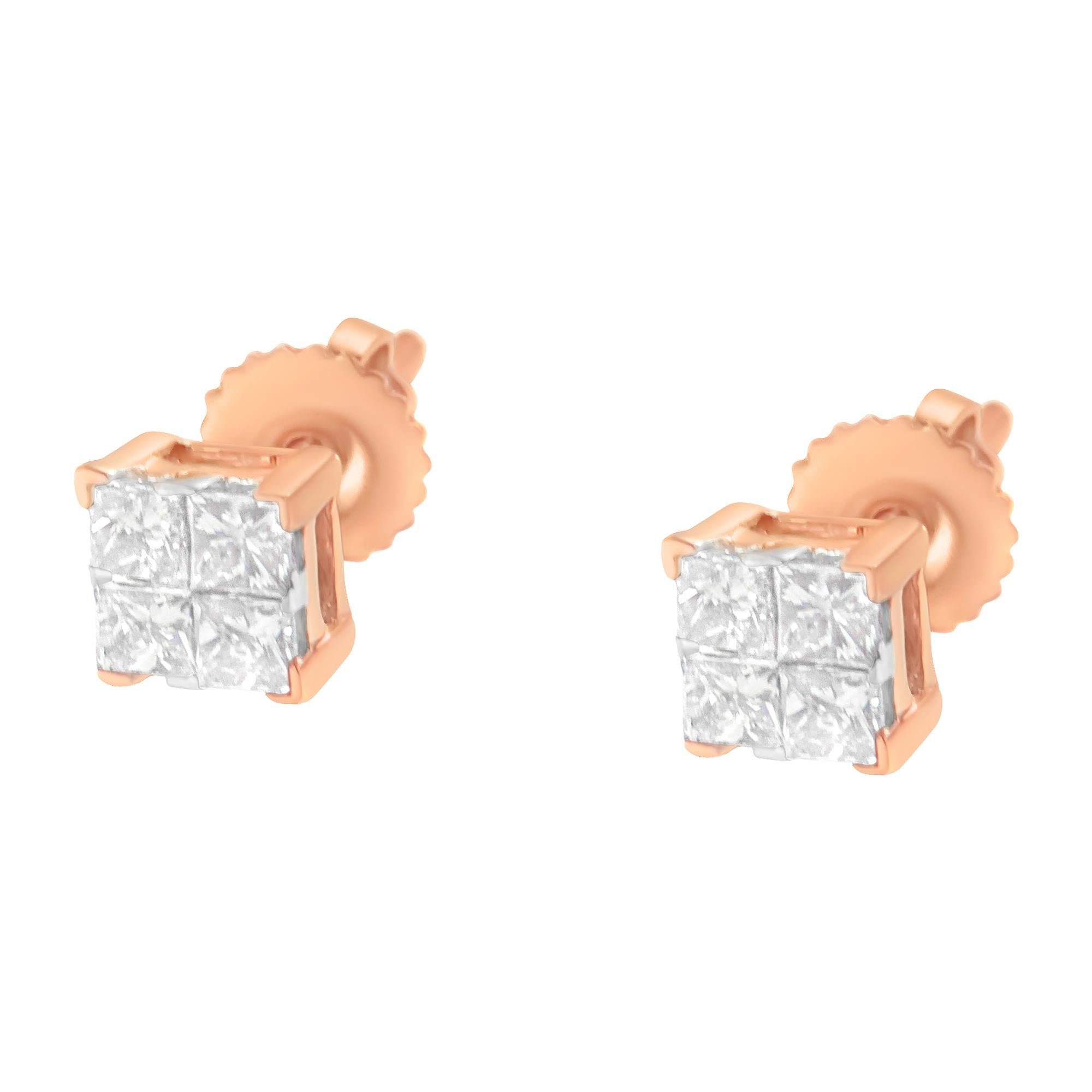 10K Gold Princess Diamond Composite Stud Earring (1/2 cttw, I-J Color, I1-I2 Clarity) - Friggin Jewelry