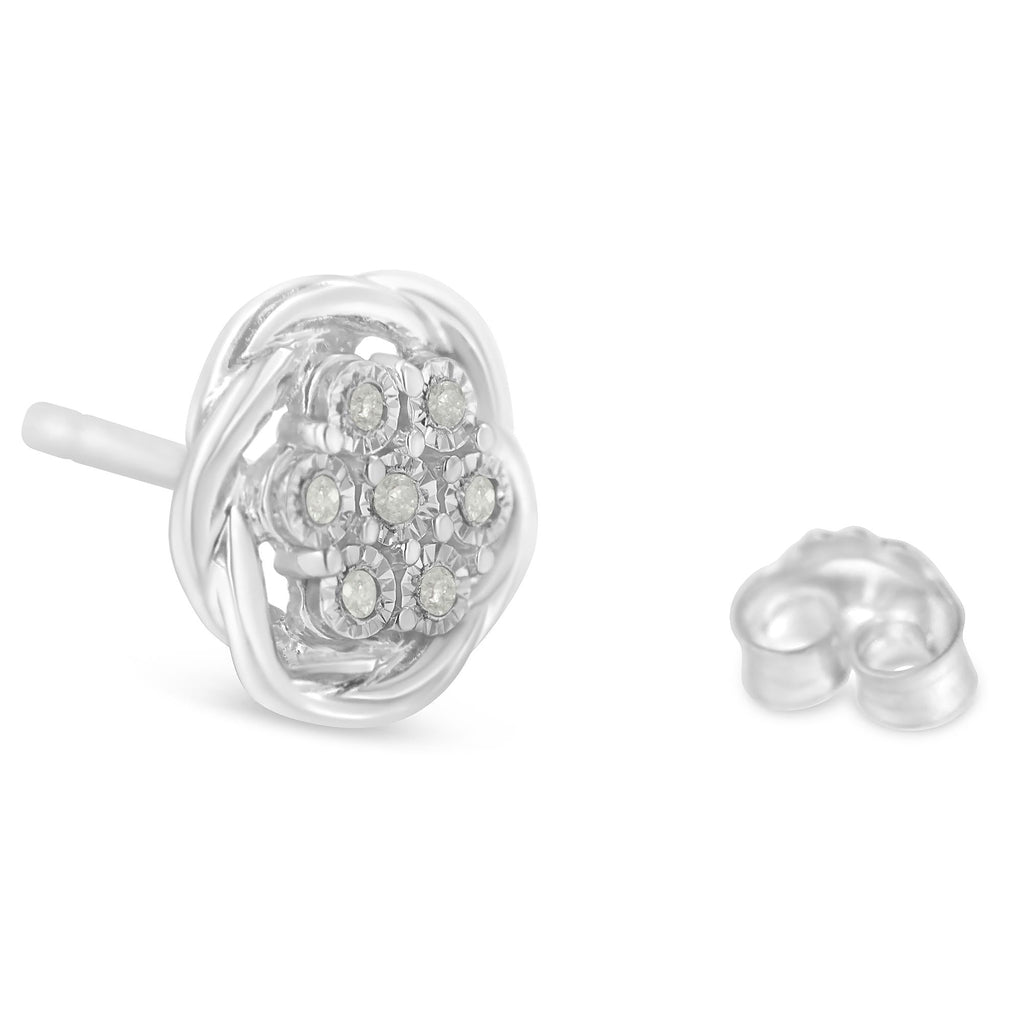 Aretes de plata de ley con diamantes en racimo (1/6 ct, color IJ, claridad I2-I3) - Friggin Jewelry