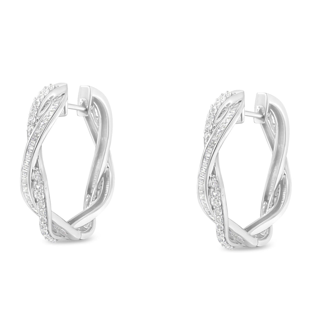 Orecchini a cerchio in argento sterling con diamanti (0,75 carati, colore IJ, purezza I2-I3) - Friggin Jewelry