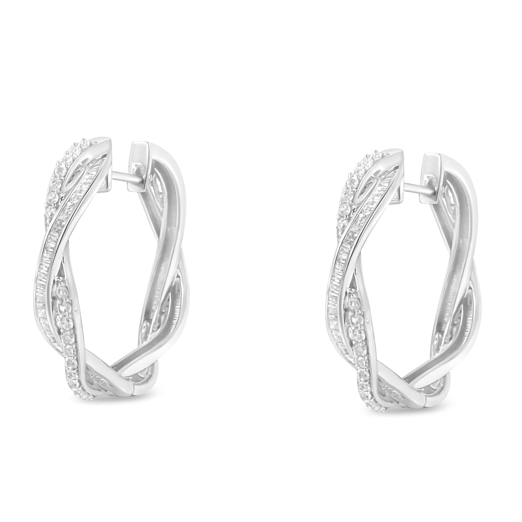 Orecchini a cerchio in argento sterling con diamanti (0,75 carati, colore IJ, purezza I2-I3) - Friggin Jewelry