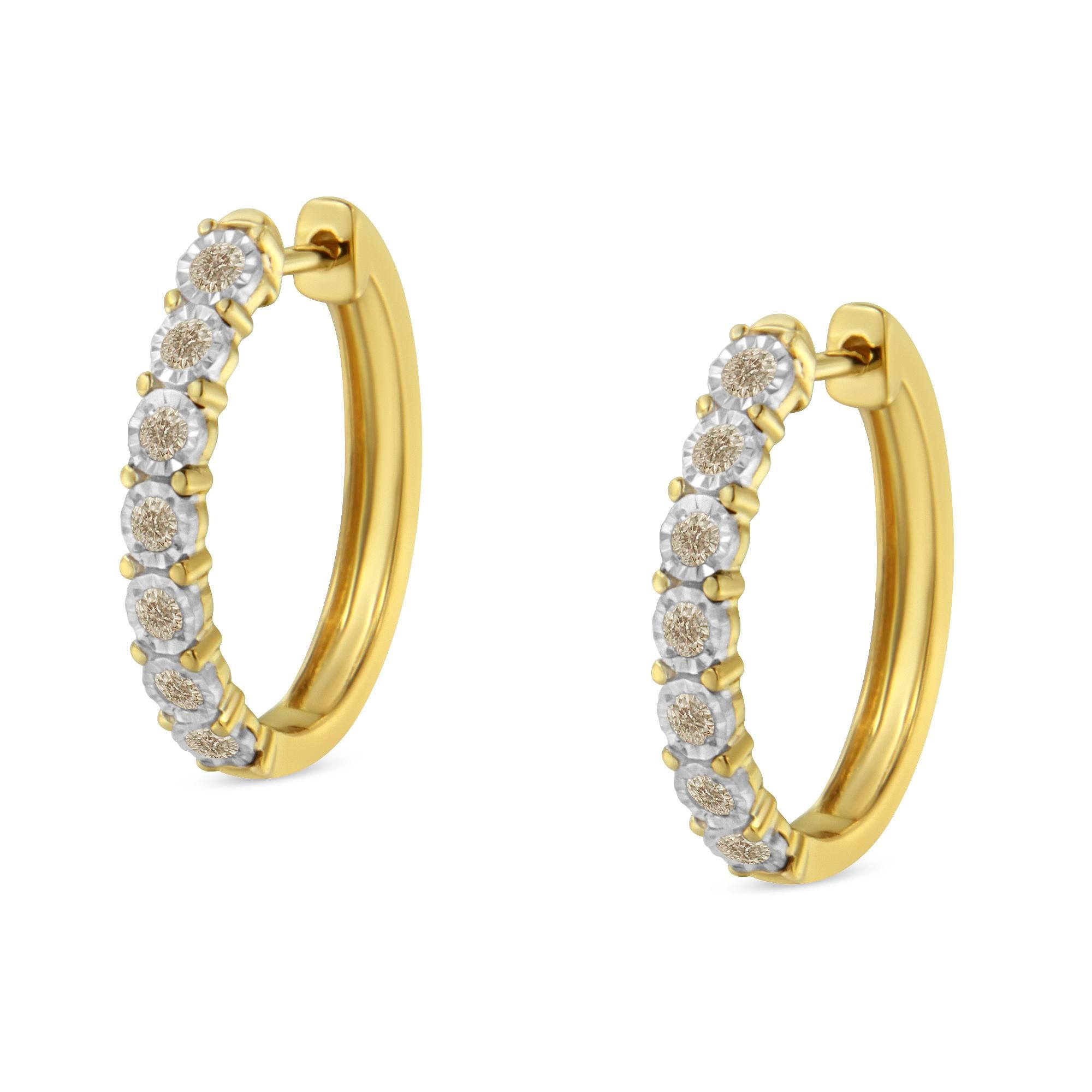 Orecchini a cerchio in oro bicolore 10 carati con diamanti (1/2 carati, colore JK, purezza I2-I3) - Friggin Jewelry