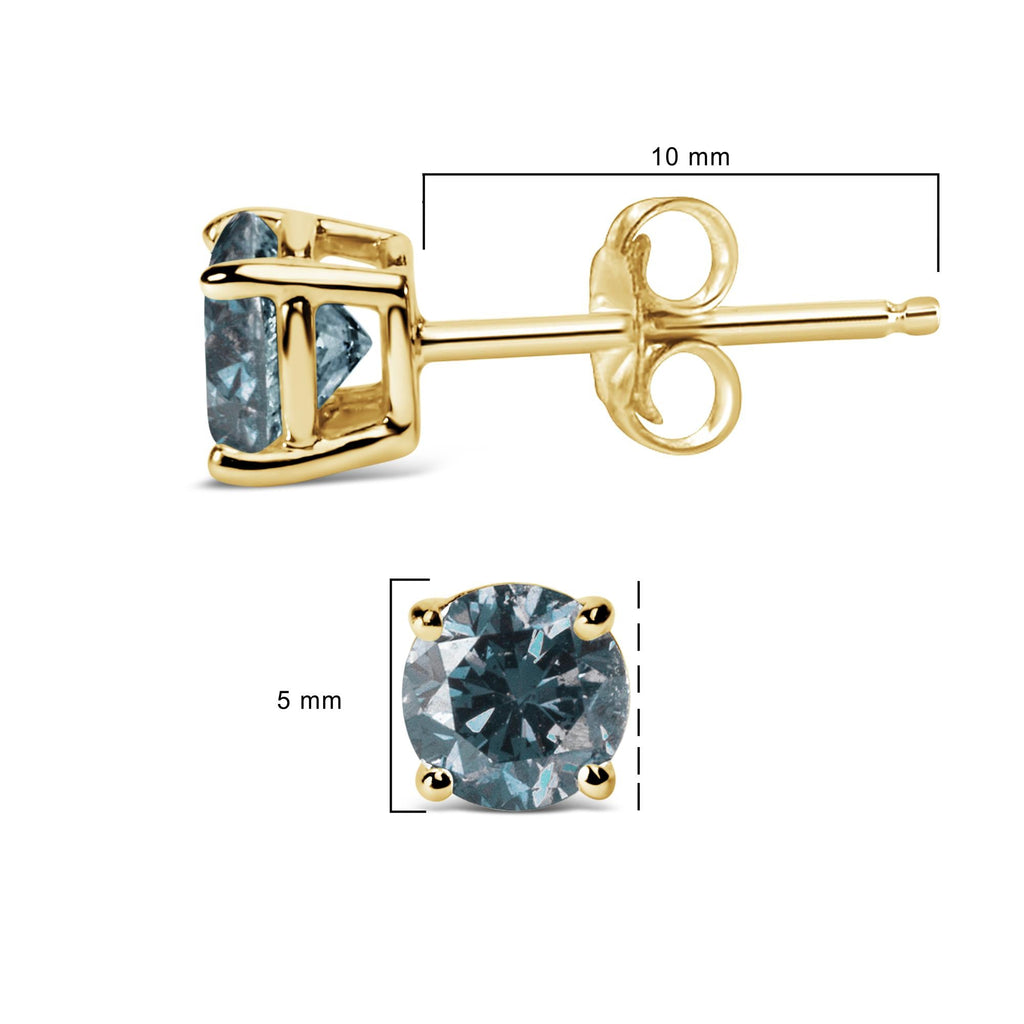 Aretes de oro de 14 quilates con diamantes azules cultivados en laboratorio y cierre de rosca - Friggin Jewelry
