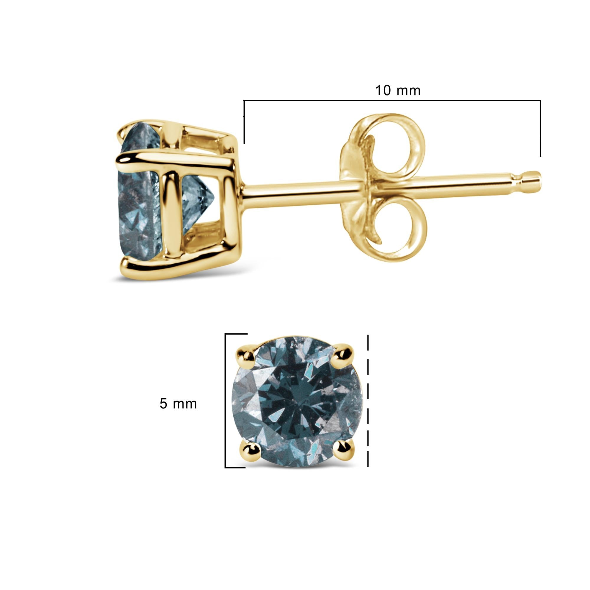 Aretes de oro de 14 quilates con diamantes azules cultivados en laboratorio y cierre de rosca - Friggin Jewelry