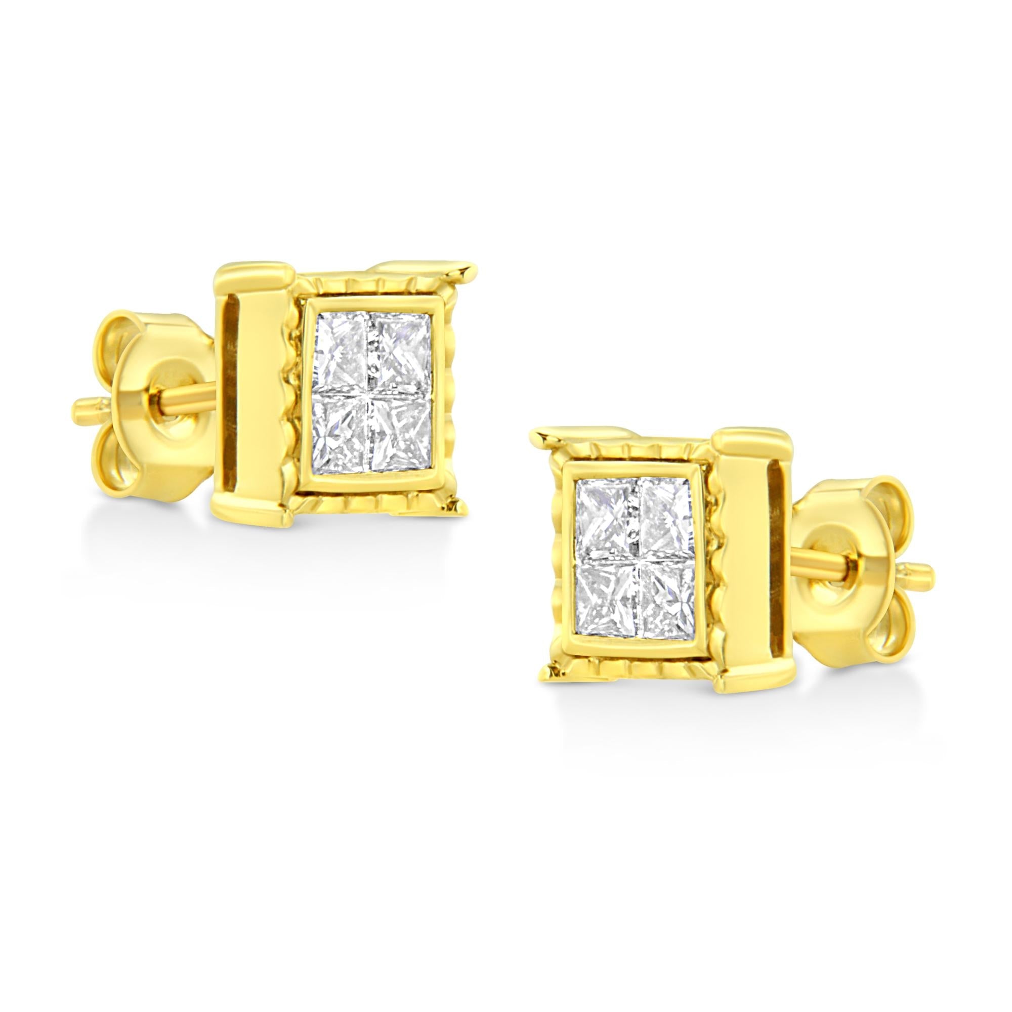 Aretes de oro blanco de 14 quilates con diamantes solitarios de talla redonda brillante, cultivados en laboratorio, de 1/2 quilates, engastados en 4 puntas (color EF, claridad VVS2-VS1) - Friggin Jewelry