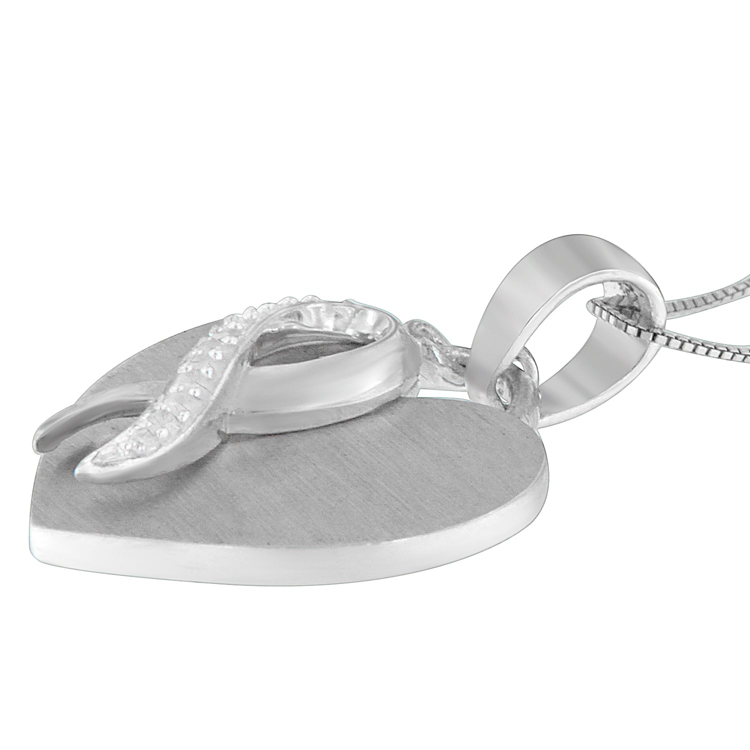 .925 Sterling Silver 1/10 cttw Diamond Heart Pendant Necklace (H-I, I1-I2) - Friggin Jewelry