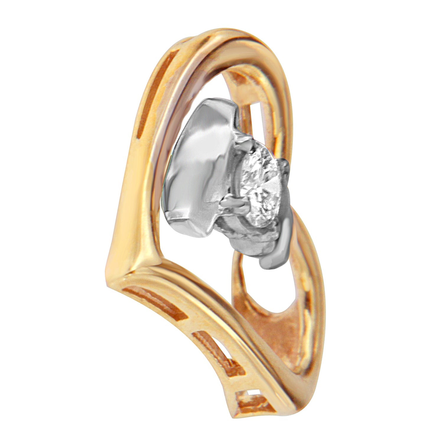 Espira 10K Two-Tone Gold 1/10 cttw Diamond Pendant Necklace (I-J, I2-I3) - Friggin Jewelry
