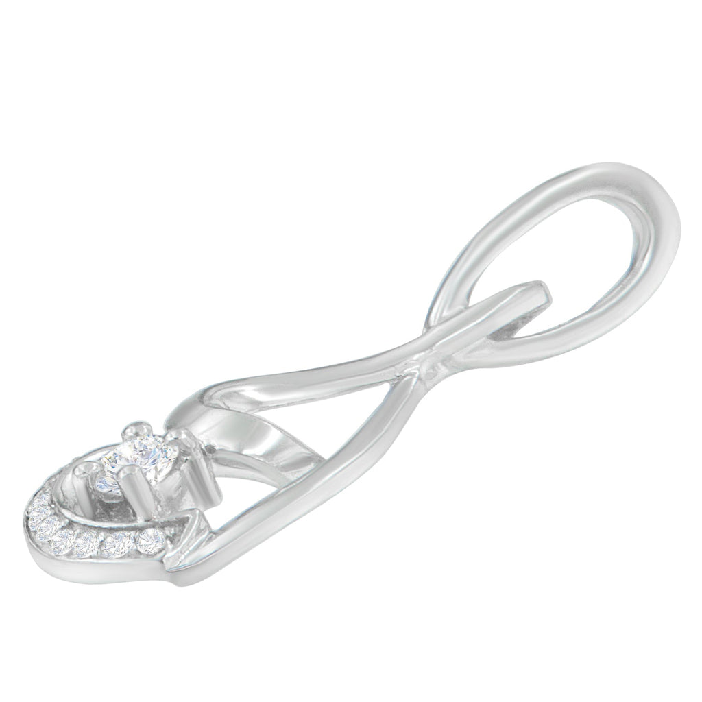 Collar Espira con colgante de eslabones en espiral de diamantes de talla redonda de 1/4 ct en oro blanco de 10 quilates (HI, I1-I2) - Friggin Jewelry