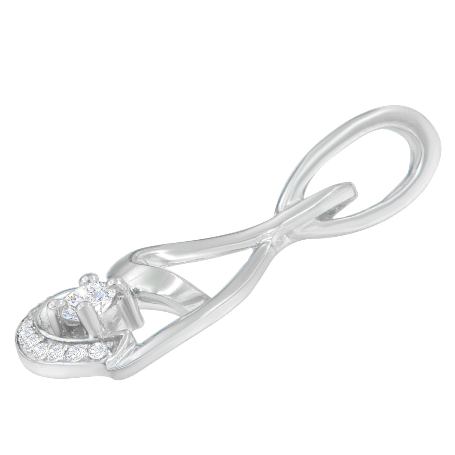 Espira 10K White Gold 1/4 cttw Round Cut Diamond Spiral Link Pendant Necklace (H-I, I1-I2) - Friggin Jewelry