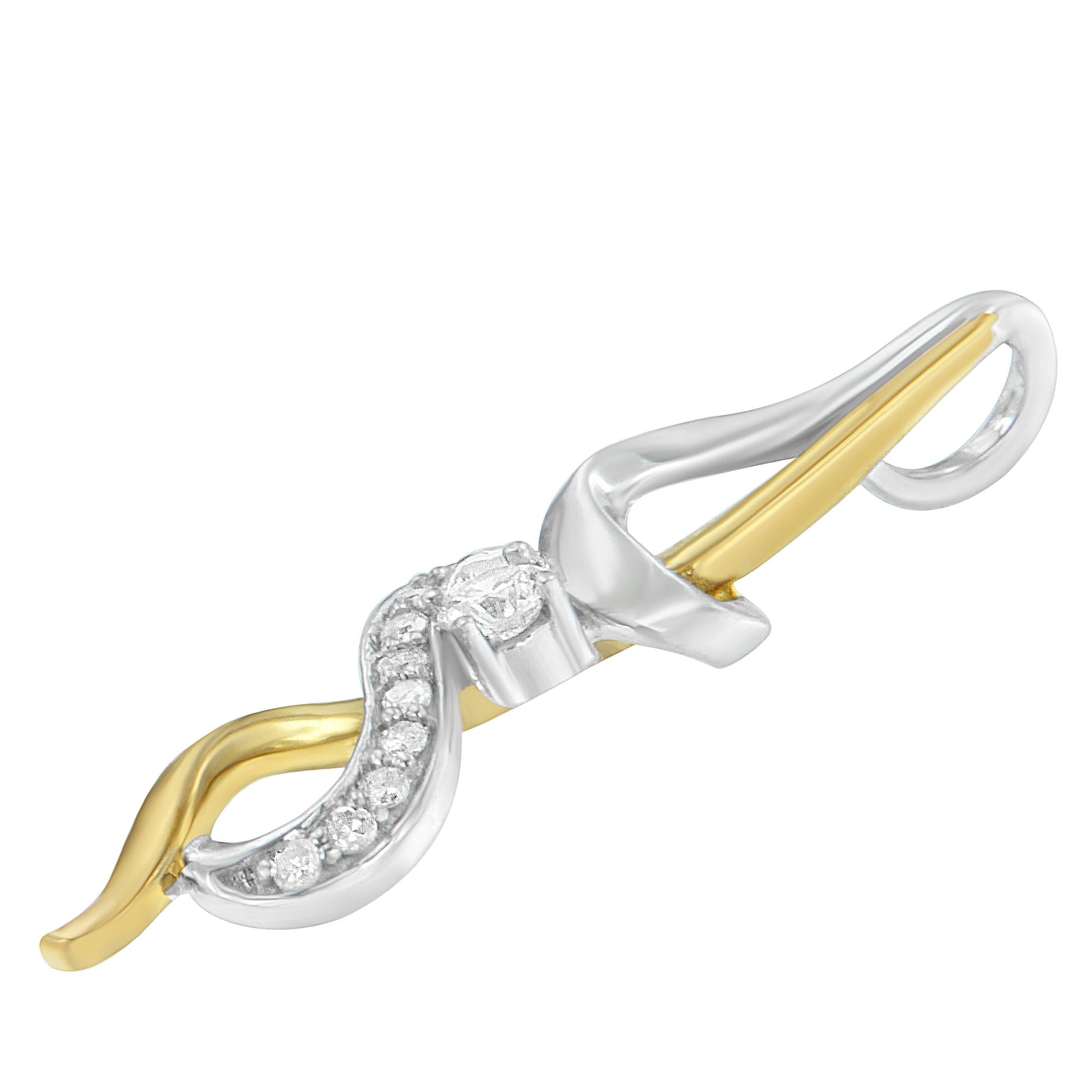 Collar Espira con colgante de espiral entrelazado de diamantes de 1/5 ct en oro bicolor de 10 quilates (JK, I1-I2) - Friggin Jewelry