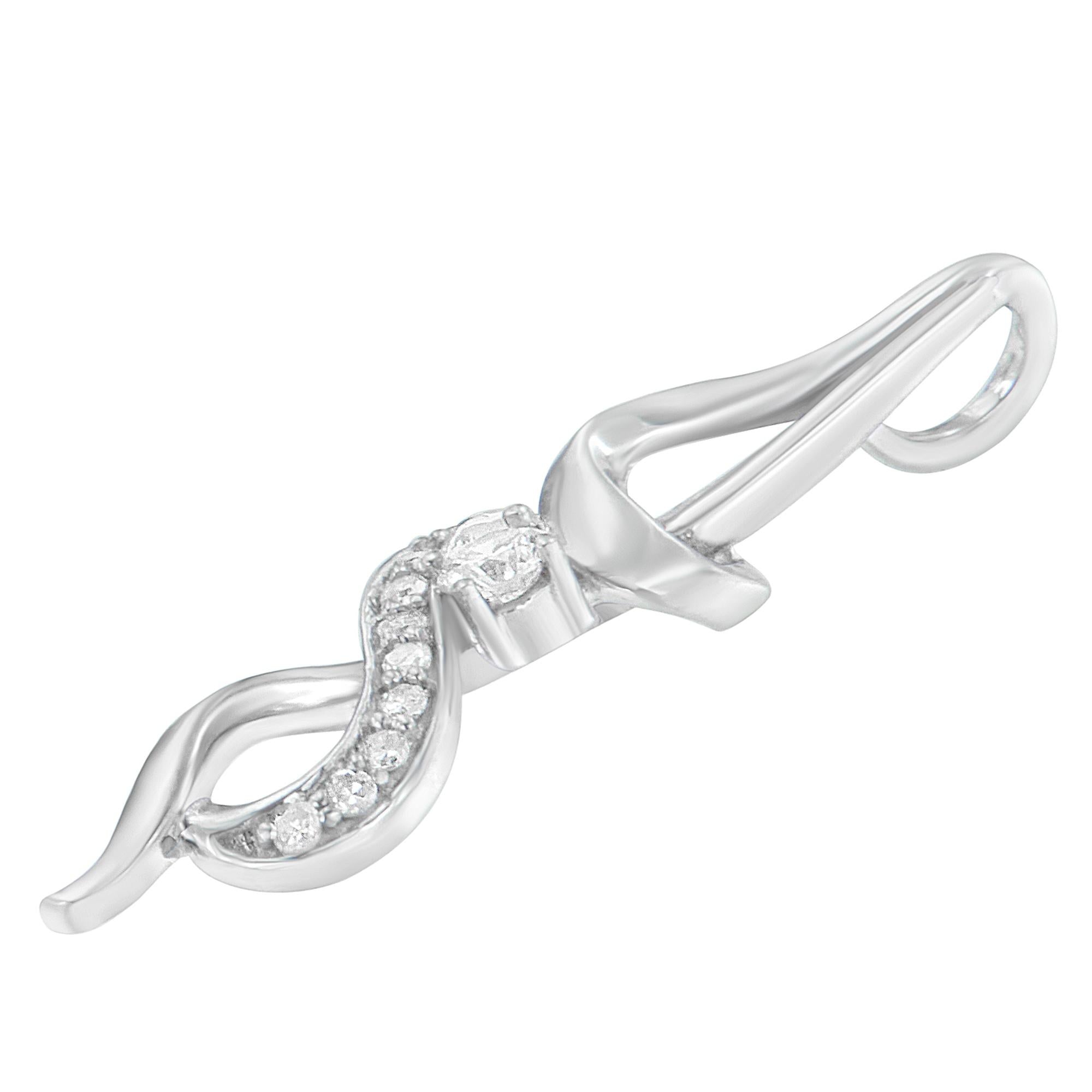 Collar Espira con colgante de espiral de diamantes de talla redonda de 1/5 ct en oro blanco de 10 quilates (JK, I1-I2) - Friggin Jewelry