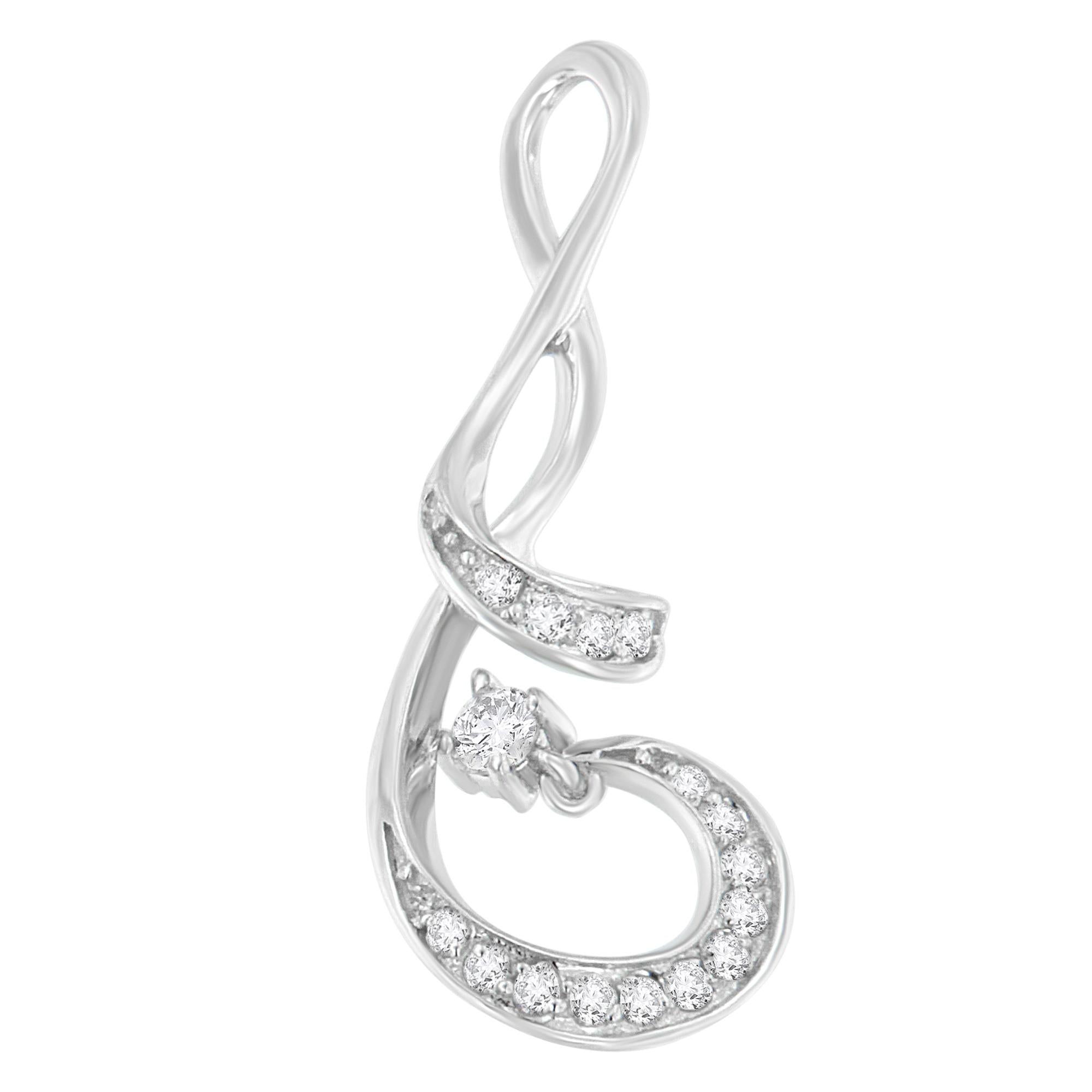 Espira 10K White Gold 1/5 Cttw Brilliant-Cut Diamond Sparkling Spiral 18" Pendant Necklace (J-K color, I2-I3 Clarity) - Friggin Jewelry