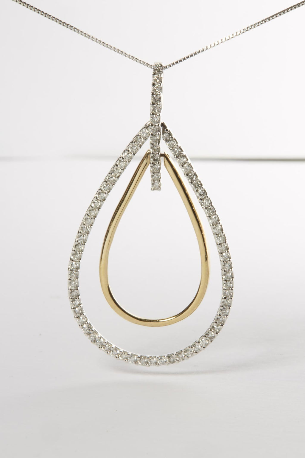 Collana con pendente a doppia esplosione di diamanti taglio rotondo in oro bicolore 14K (1,00 cttw, colore HI, purezza SI2-I1) - Friggin Jewelry