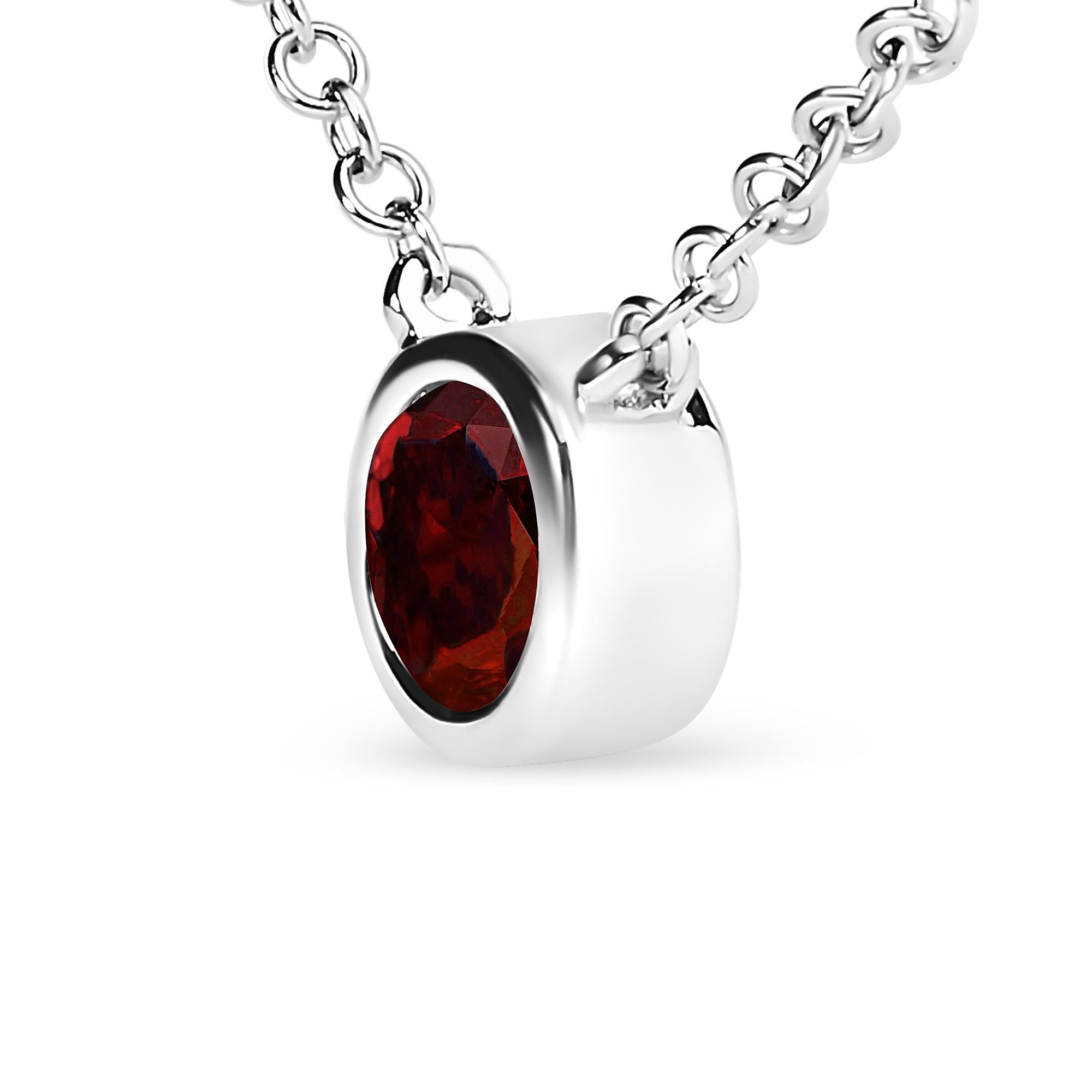 14K White Gold 1/2 Cttw Red Lab Grown Diamond Bezel-Set Solitaire 18" Pendant Necklace (Red Color, VS1-VS2 Clarity) - Friggin Jewelry