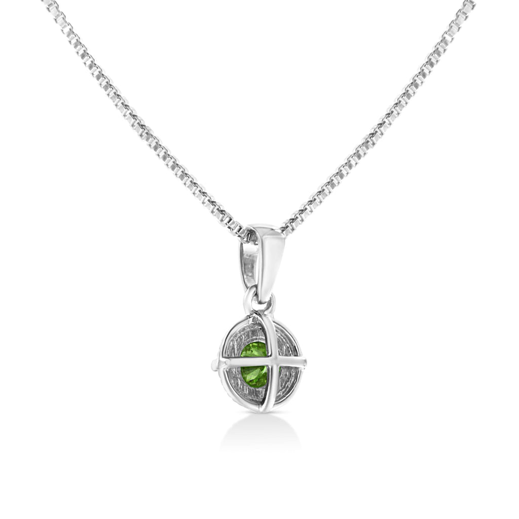 .925 Sterling Silver Treated Color Diamond Solitaire 18" Milgrain Pendant Necklace - Friggin Jewelry