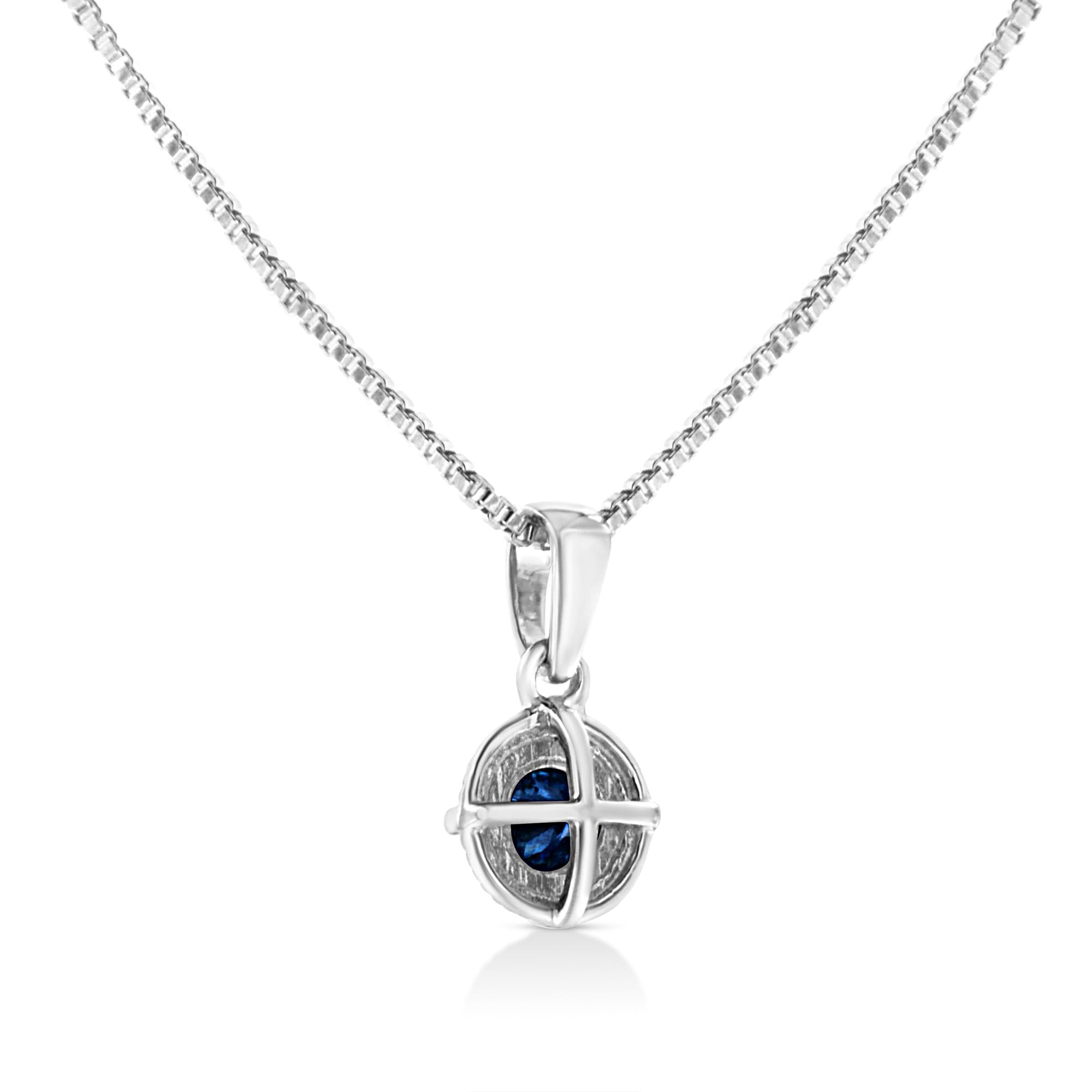 .925 Sterling Silver Treated Color Diamond Solitaire 18" Milgrain Pendant Necklace - Friggin Jewelry