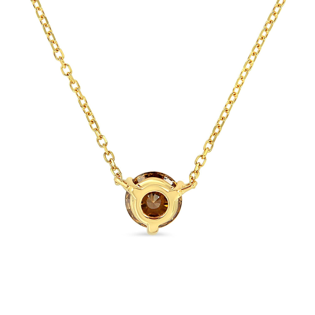 Collar con colgante solitario de 45 cm en oro amarillo de 14 quilates con diamante amarillo cultivado en laboratorio de 1/2 quilates engastado en forma de martini (color amarillo, claridad VS2-SI1) - Friggin Jewelry