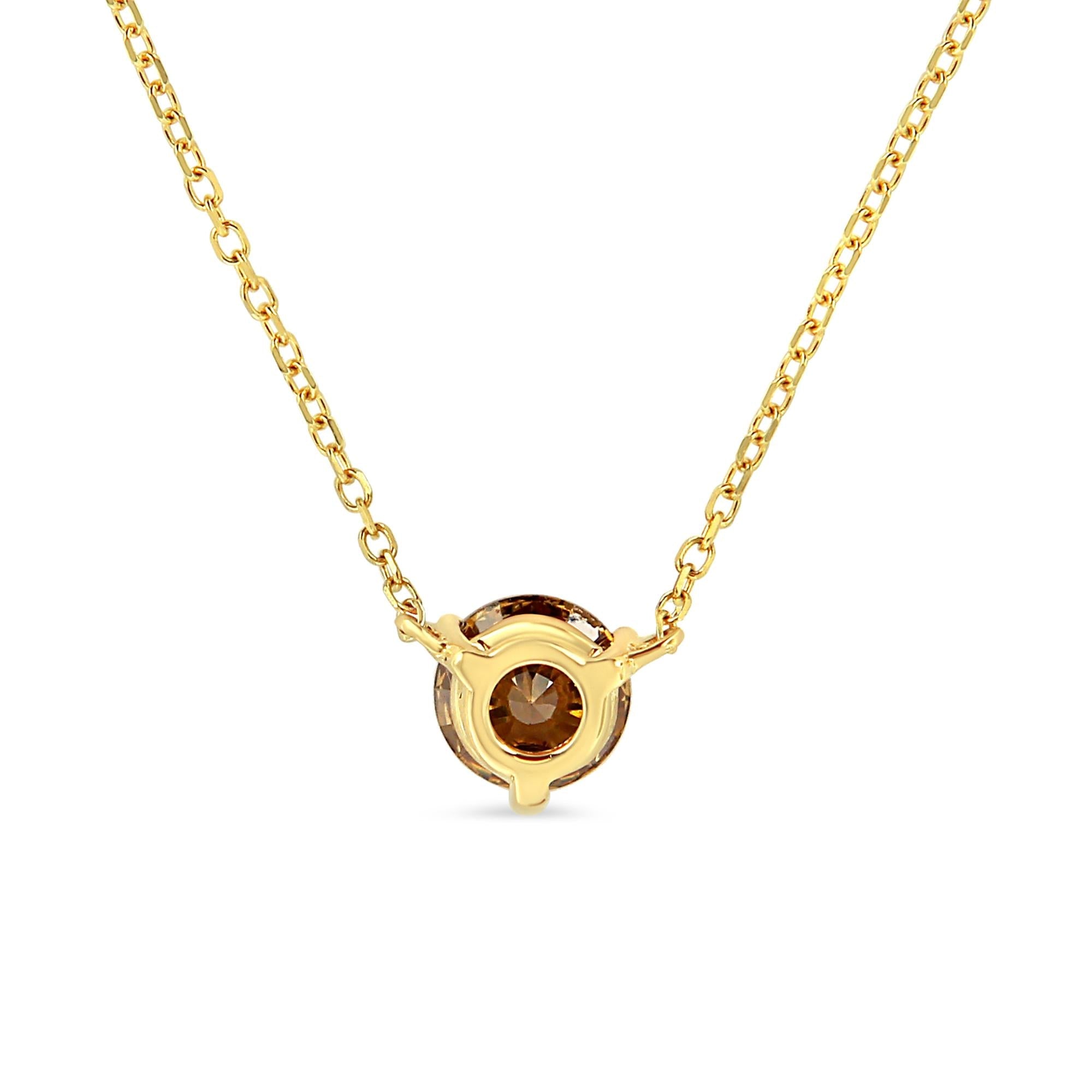 Collar con colgante solitario de 45 cm en oro amarillo de 14 quilates con diamante amarillo cultivado en laboratorio de 1/2 quilates engastado en forma de martini (color amarillo, claridad VS2-SI1) - Friggin Jewelry