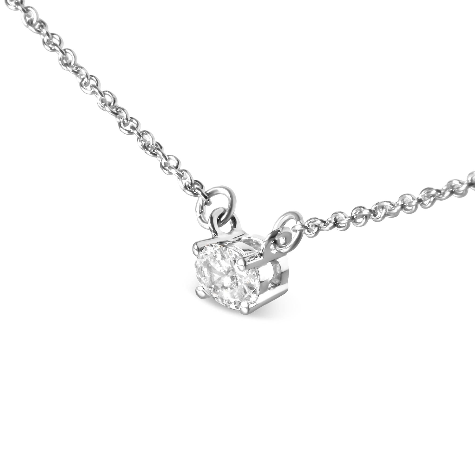 Collar con colgante de 45,7 cm (1/4 ct) de diamante solitario ovalado cultivado en laboratorio en oro blanco de 14 quilates (color GH, claridad VS2-SI1) - Friggin Jewelry