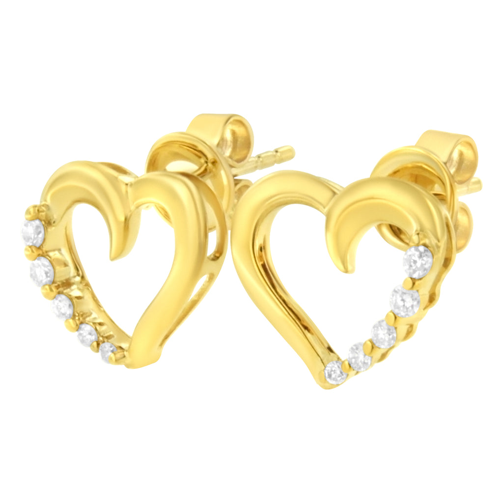 Pendientes Journey Heart de oro amarillo de 14 quilates con diamantes de 1/8 ct (KL, I1-I2) - Friggin Jewelry