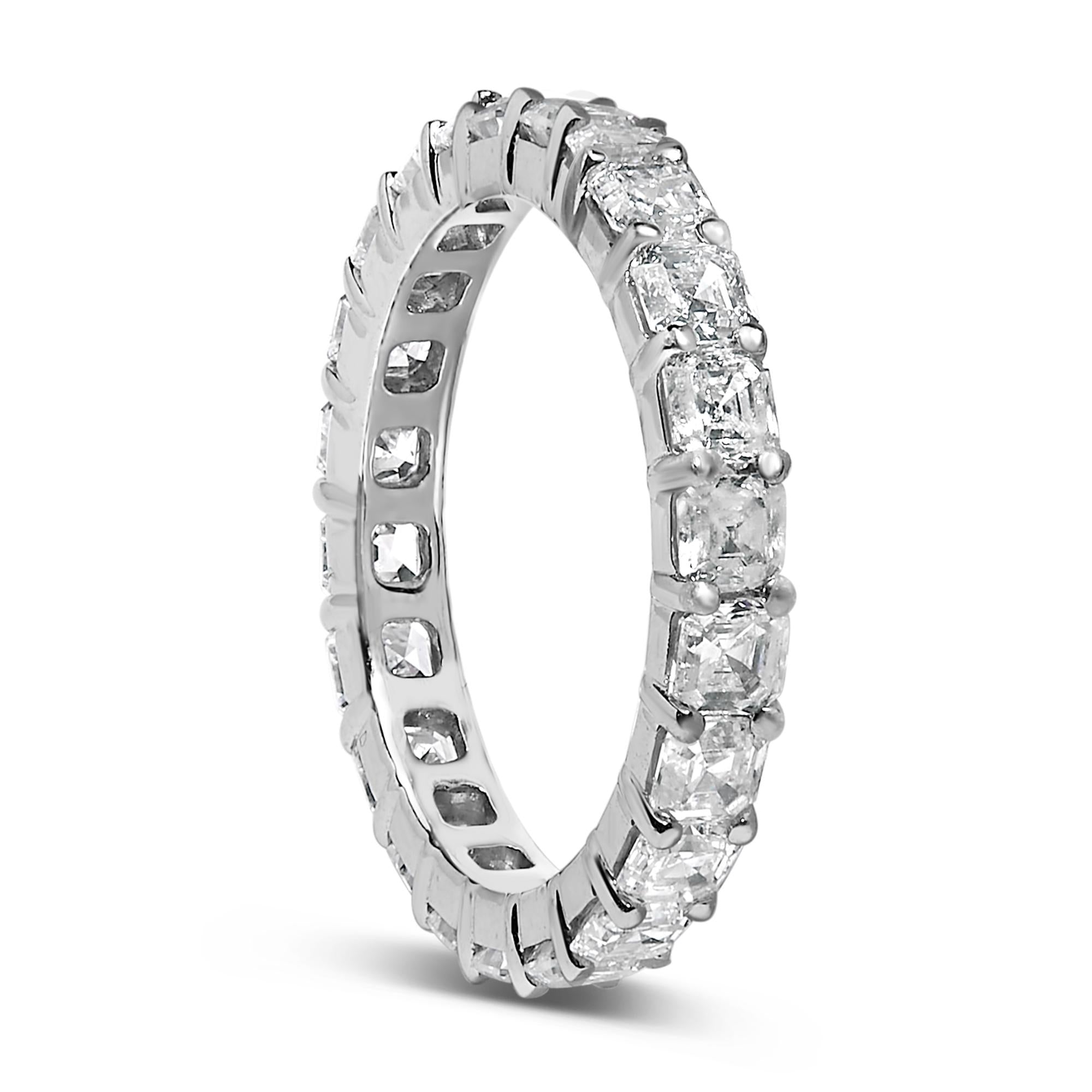 14K White Gold 2 1/3 Cttw Asscher Cut Lab Grown Diamond Eternity Band Ring (E-F Color, VS1-VS2 Clarity) - Ring Size 5.5 - Friggin Jewelry Premium