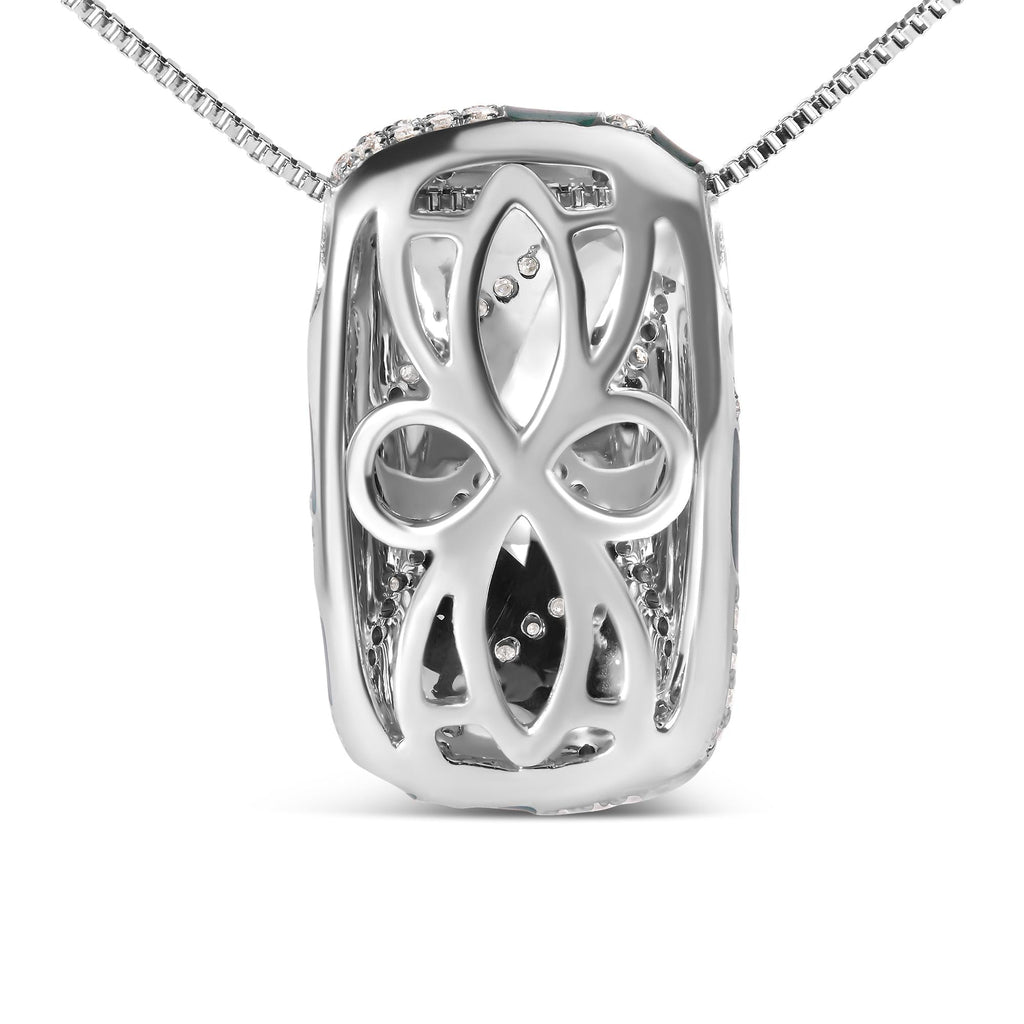 Collana con ciondolo in argento sterling 925, smalto turchese e diamante da 1/2 carati, 18 pollici (colore FG, purezza VS1-VS2) - Friggin Jewelry
