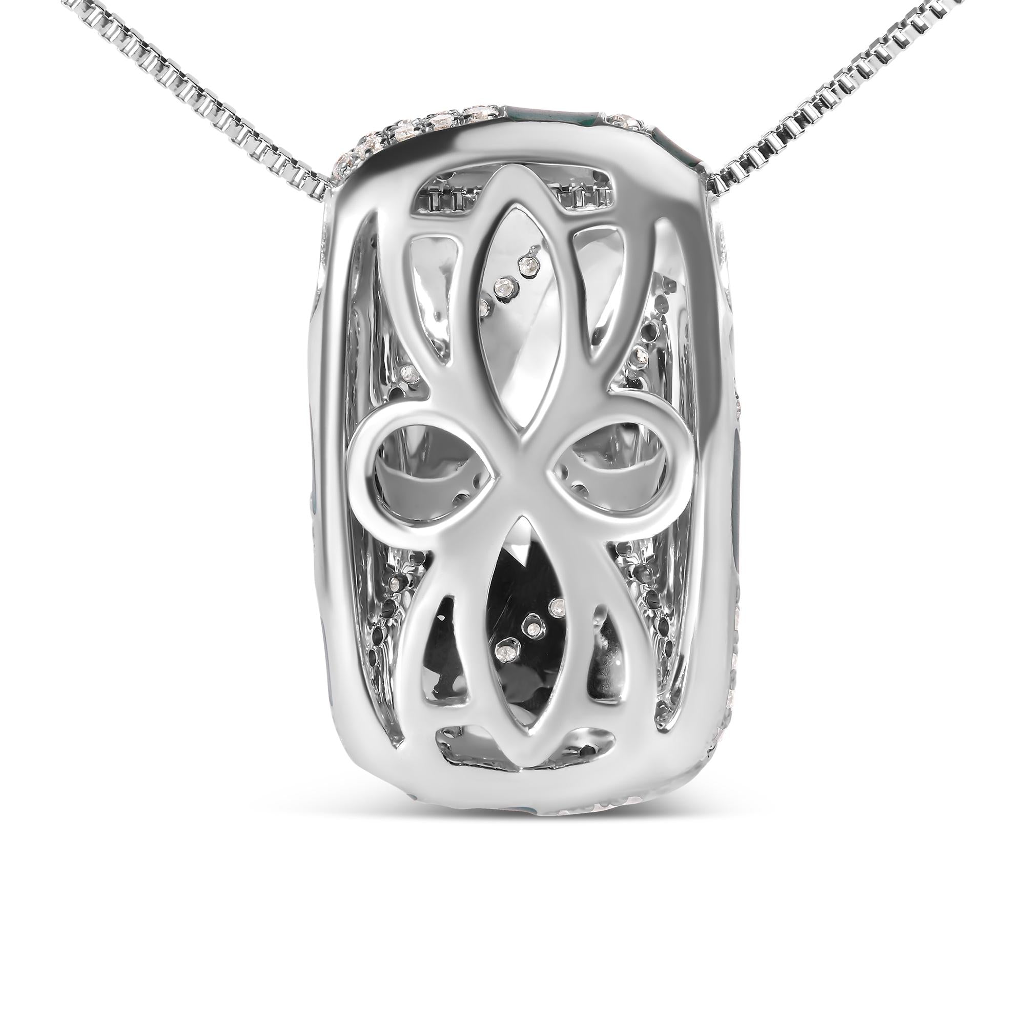 Collana con ciondolo in argento sterling 925, smalto turchese e diamante da 1/2 carati, 18 pollici (colore FG, purezza VS1-VS2) - Friggin Jewelry