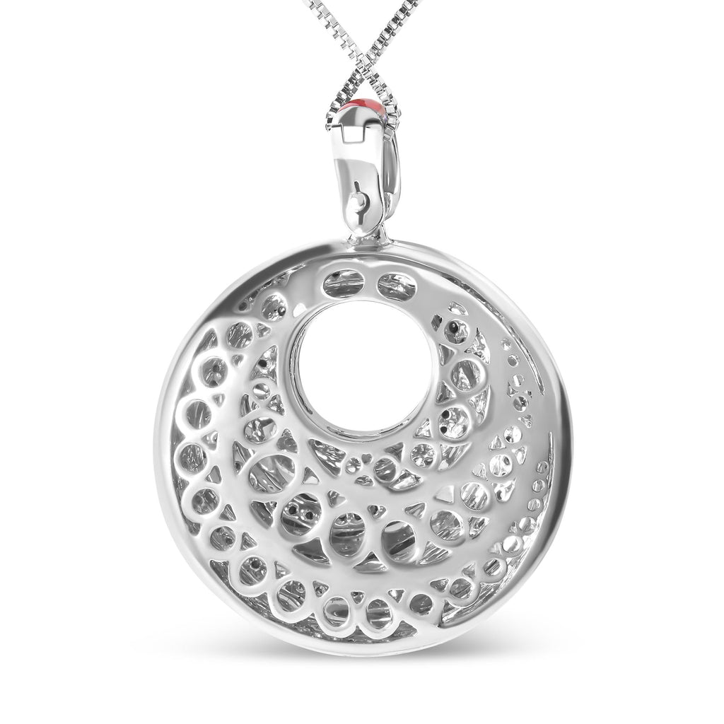 Collana con ciondolo a medaglione a spirale infinita da 18" in argento sterling 925, smalto rosso e 1/2 diamante (colore FG, purezza VS1-VS2) - Friggin Jewelry