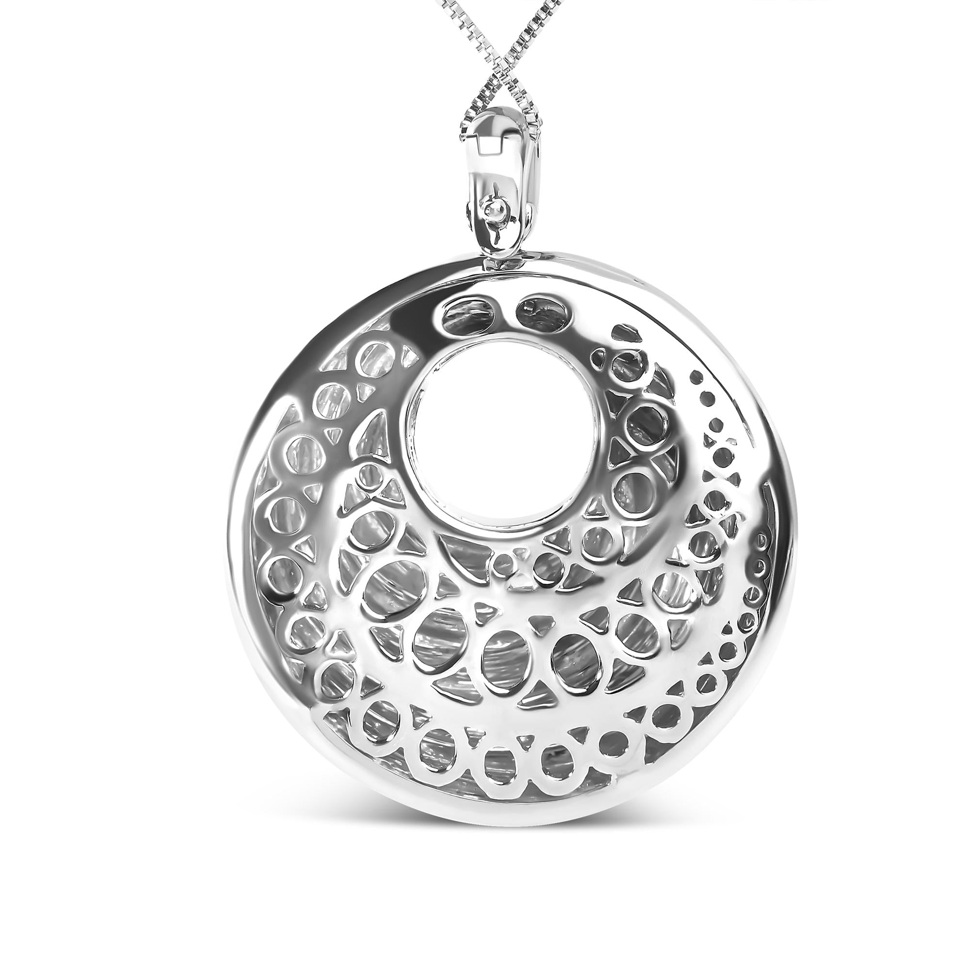 .925 Sterling Silver Endless Wave Swirl Statement Medallion 18" Pendant Necklace - Friggin Jewelry Premium
