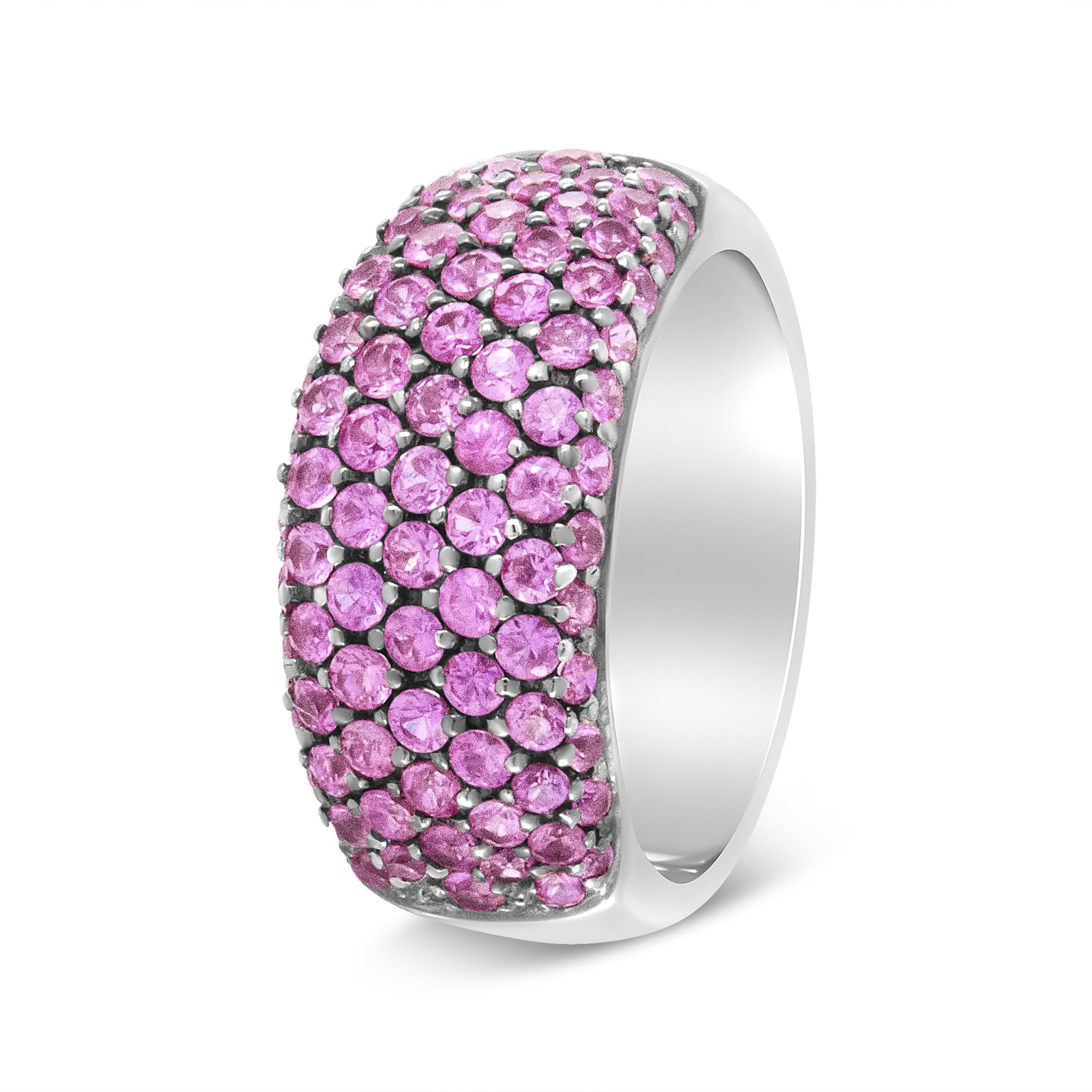 18K White Gold and Black Rhodium Multi Row Pink Sapphire Classic Band Ring - Friggin Jewelry