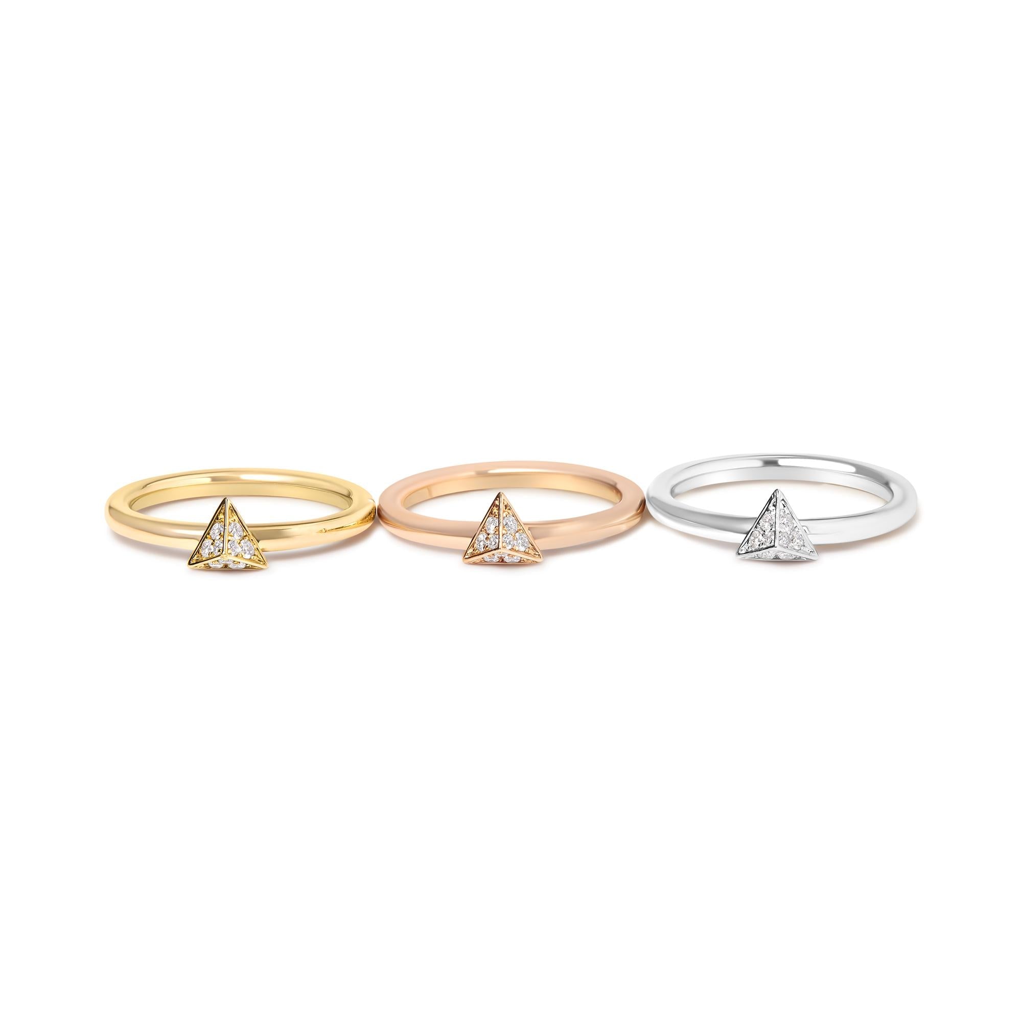 14K Tri Color Gold 1/3 Cttw Diamond Pyramid Stackable Band Ring Set (G-H Color, SI1-SI2 Clarity) - Size 7 - Friggin Jewelry