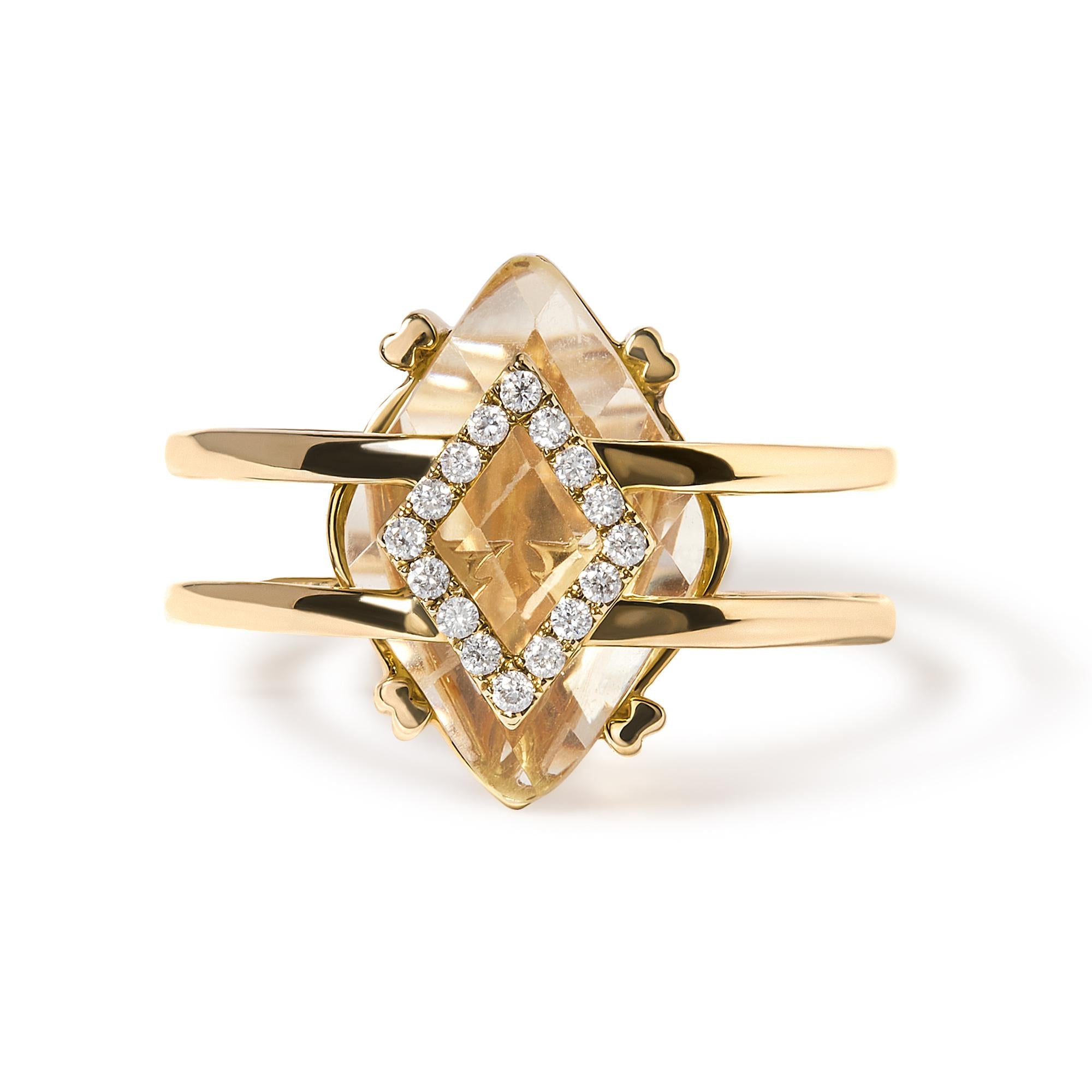 14K Yellow Gold 15x15 MM Marquise Cut Yellow Topaz and Diamond Accent Statement Cocktail Ring (G-H Color, SI1-SI2 Clarity) - Friggin Jewelry