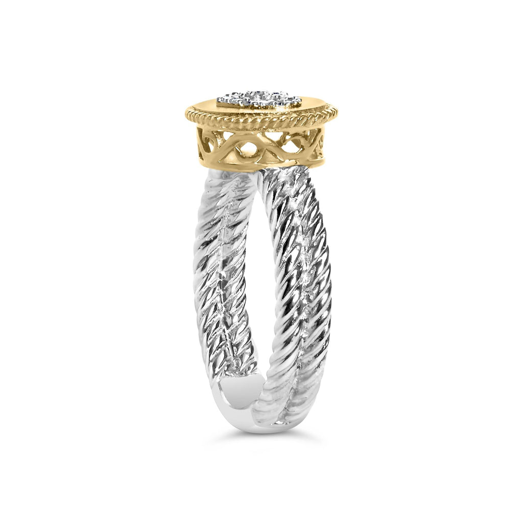 18K Yellow Gold Plated .925 Sterling Silver Diamond Heart Ring with Satin Finish (I-J Color, SI1-SI2 Clarity) - Friggin Jewelry