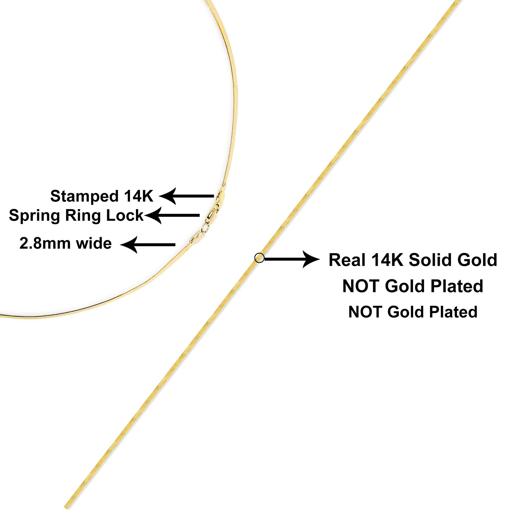 Unisex Solid 14K Gold 2.8mm Imperial Herringbone Chain Necklace - Friggin Jewelry