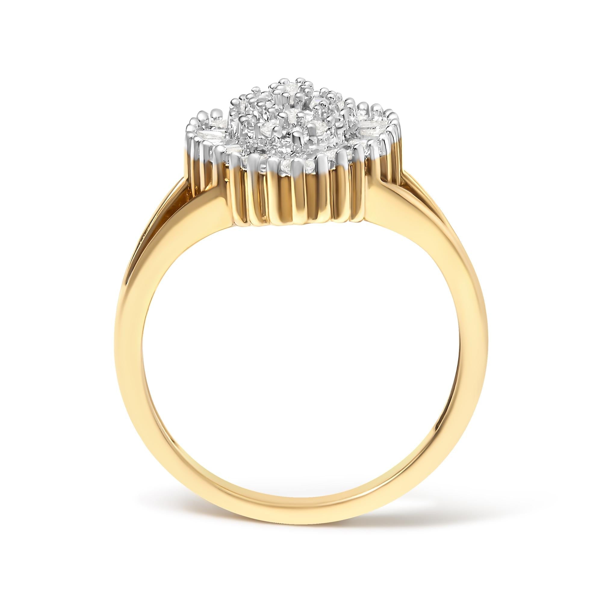 10K Yellow Gold Diamond Cocktail Ring (1/4 Cttw, I-J Color, I3 Clarity) - Friggin Jewelry