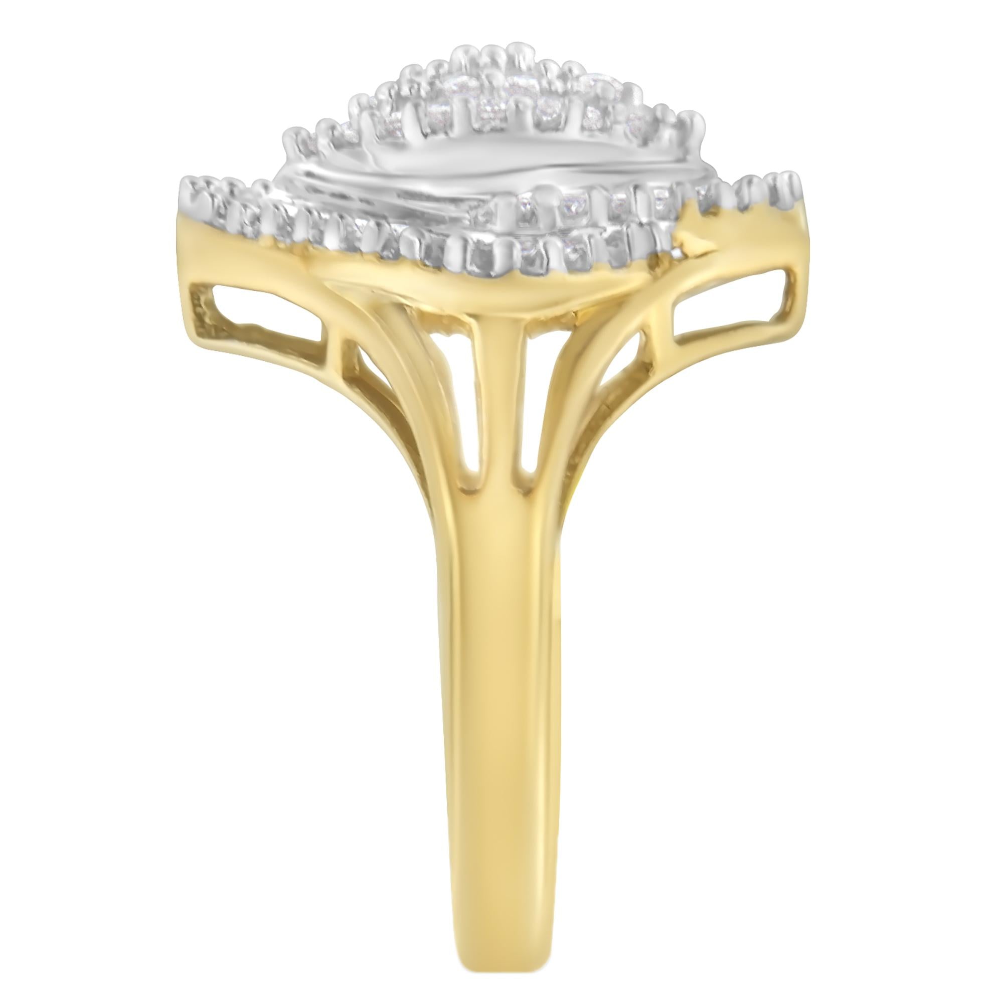 10K Yellow Gold Diamond Cocktail Ring (1/2 Cttw, J-K Color, I2-I3 Clarity) - Friggin Jewelry