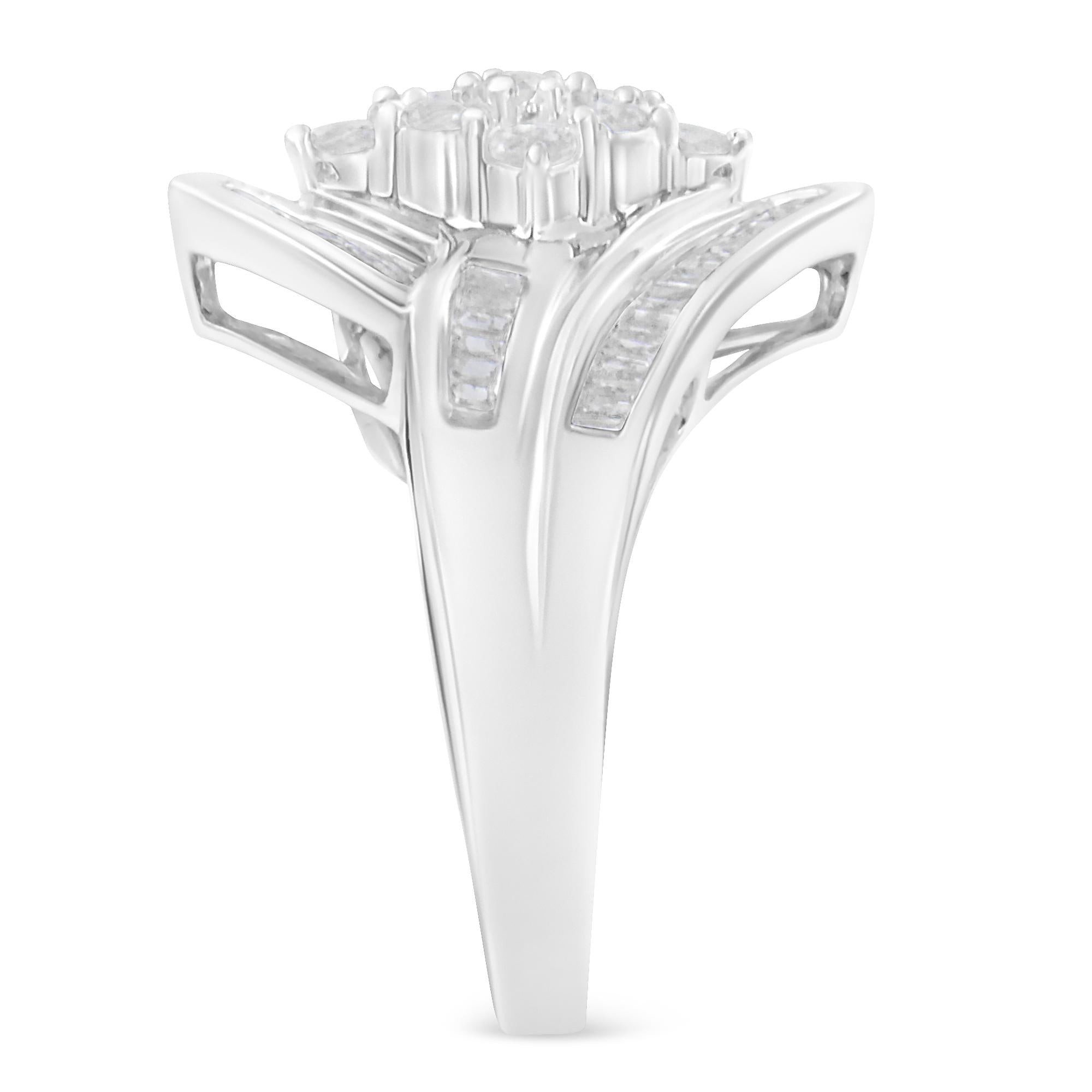 Anello con diamanti in oro bianco 10 carati (1 carato, colore IJ, purezza I2-I3) - Friggin Jewelry
