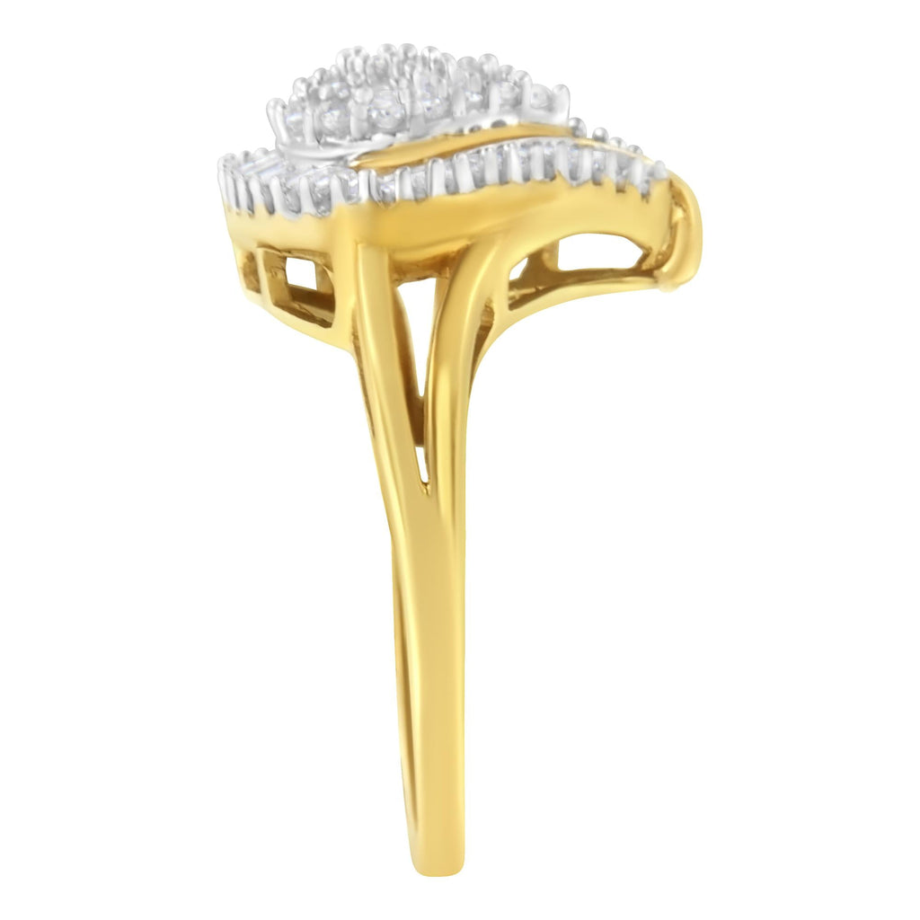 10K Yellow Gold Diamond Cluster Ring (1/2 Cttw, I-J Color, I1-I2 Clarity) - Friggin Jewelry