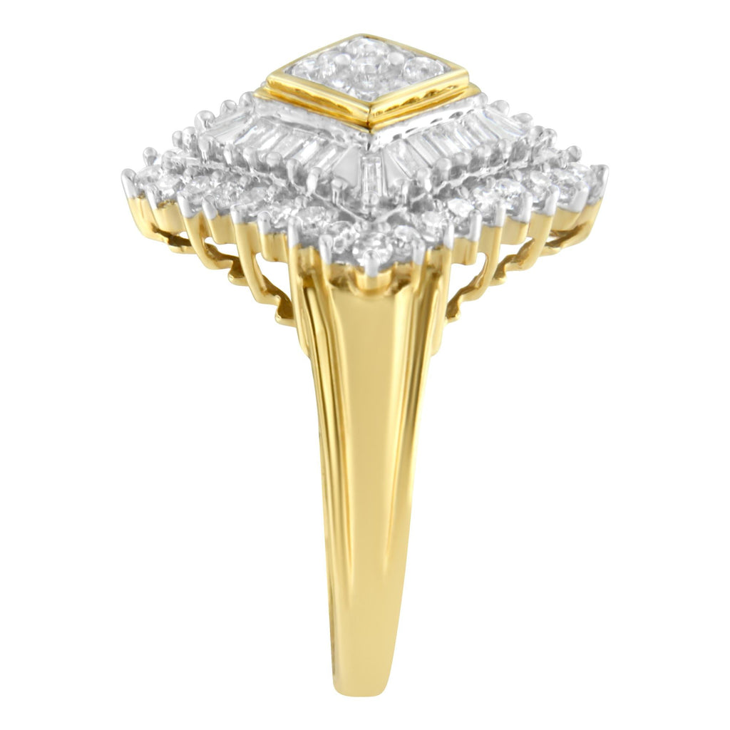 10K Yellow Gold Diamond Ballerina Ring (1 Cttw, I-J Color, I1-I2 Clarity) - Friggin Jewelry