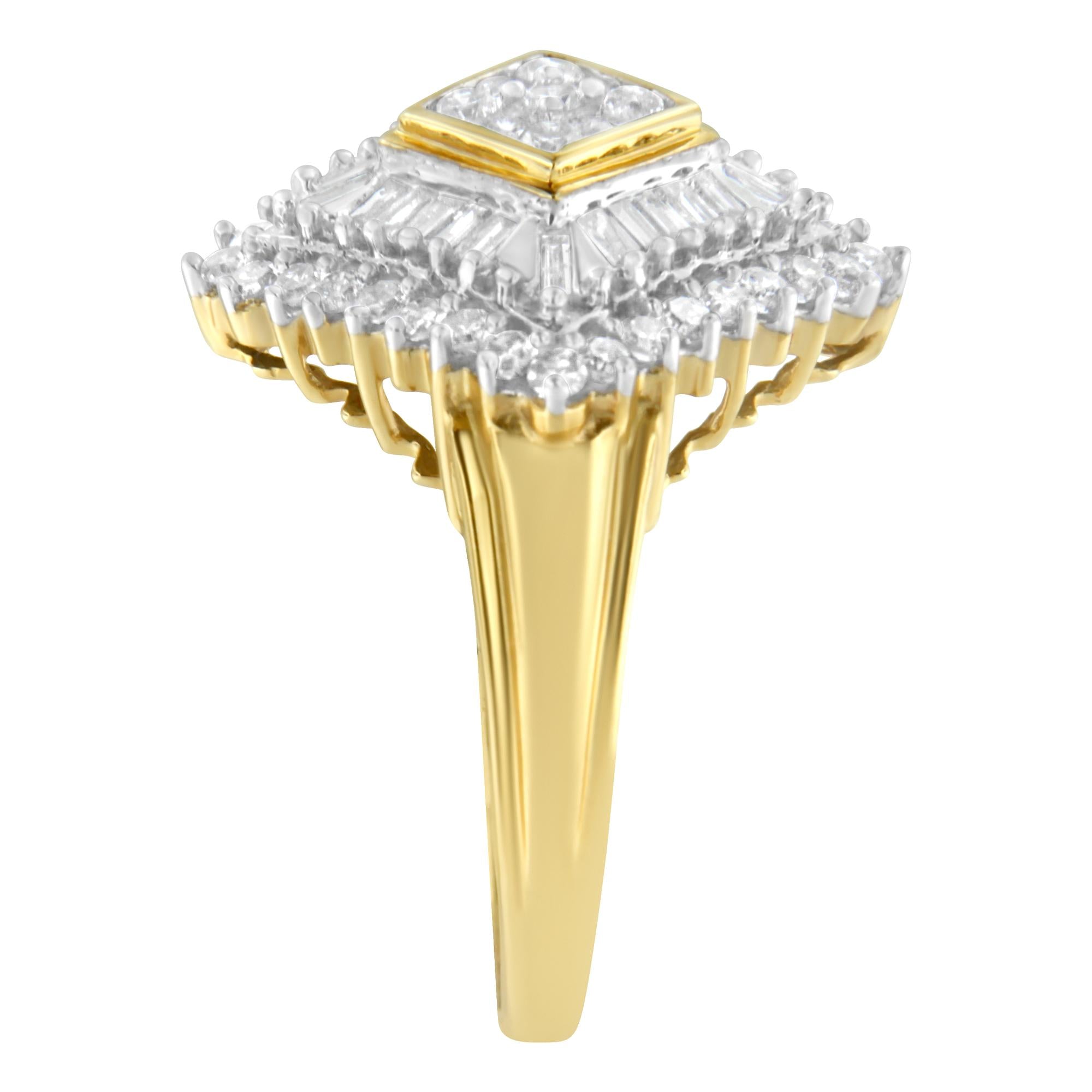 10K Yellow Gold Diamond Ballerina Ring (1 Cttw, I-J Color, I1-I2 Clarity) - Friggin Jewelry