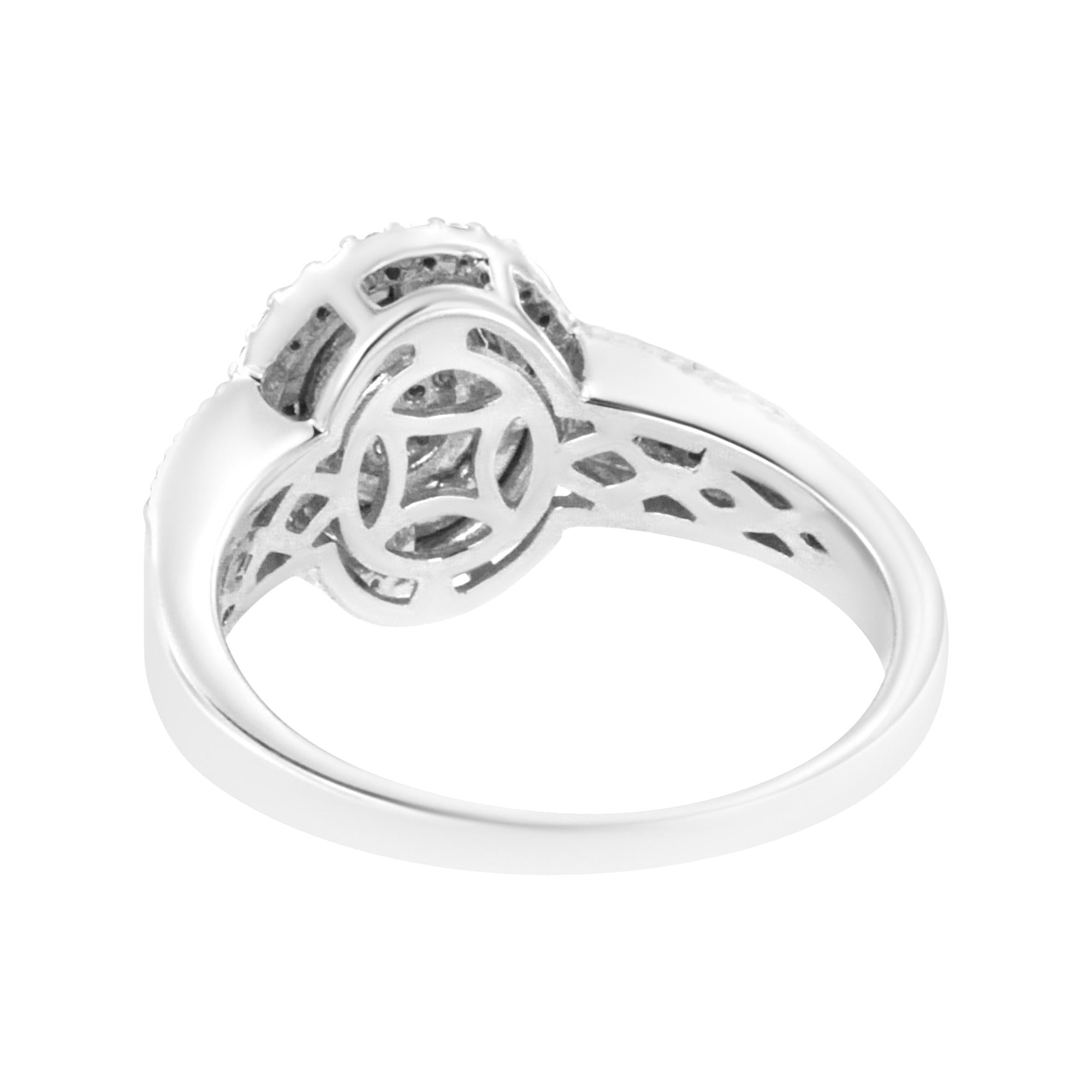 .925 Sterling Silver 1/3 Cttw Pave Set Round-Cut Diamond Braided Halo Cocktail Ring (I-J Color, I2-I3 Clarity) - Friggin Jewelry