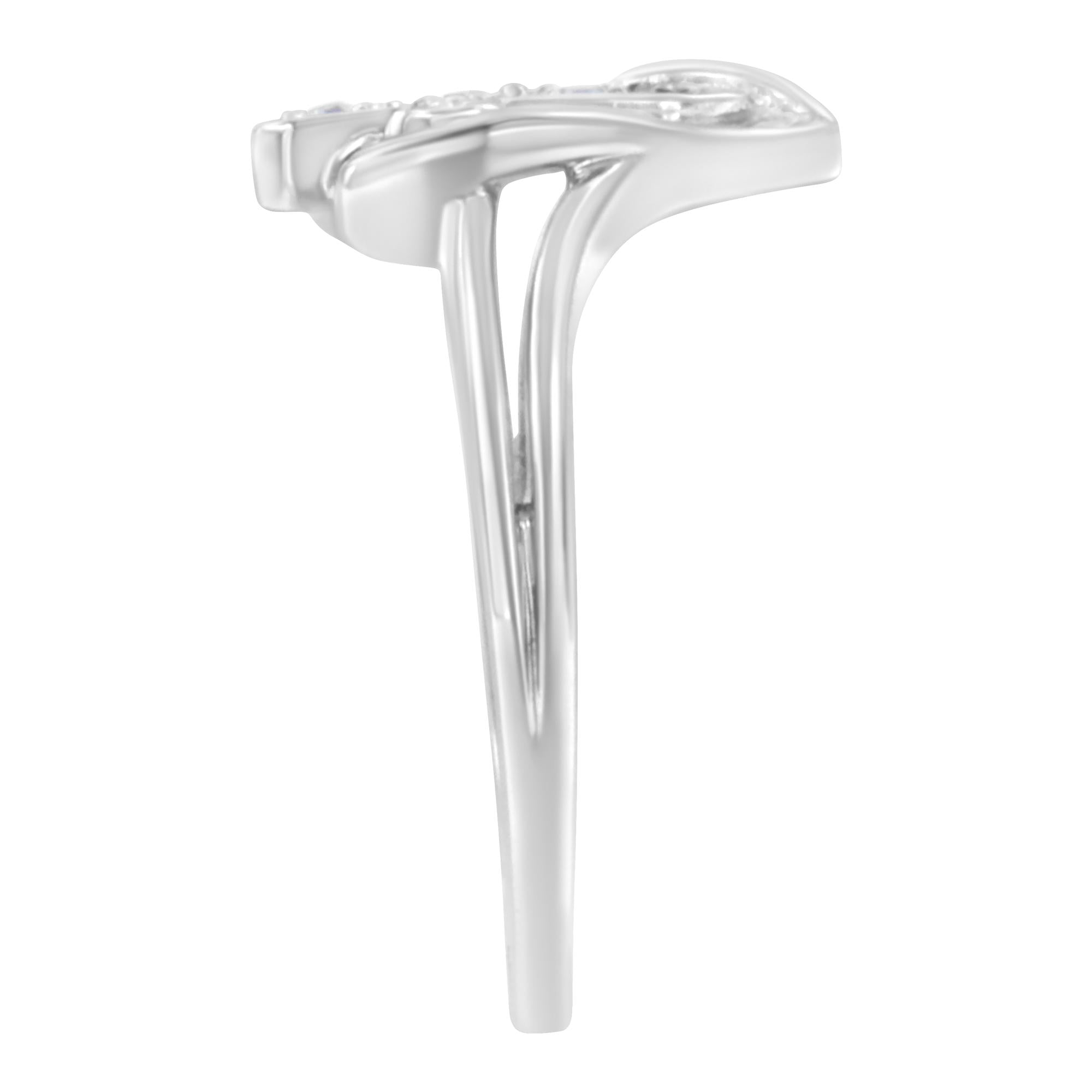 10K White Gold Diamond-Accented Cross & Open Heart Promise Fashion Ring (H-I Color, I1-I2 Clarity) - Friggin Jewelry