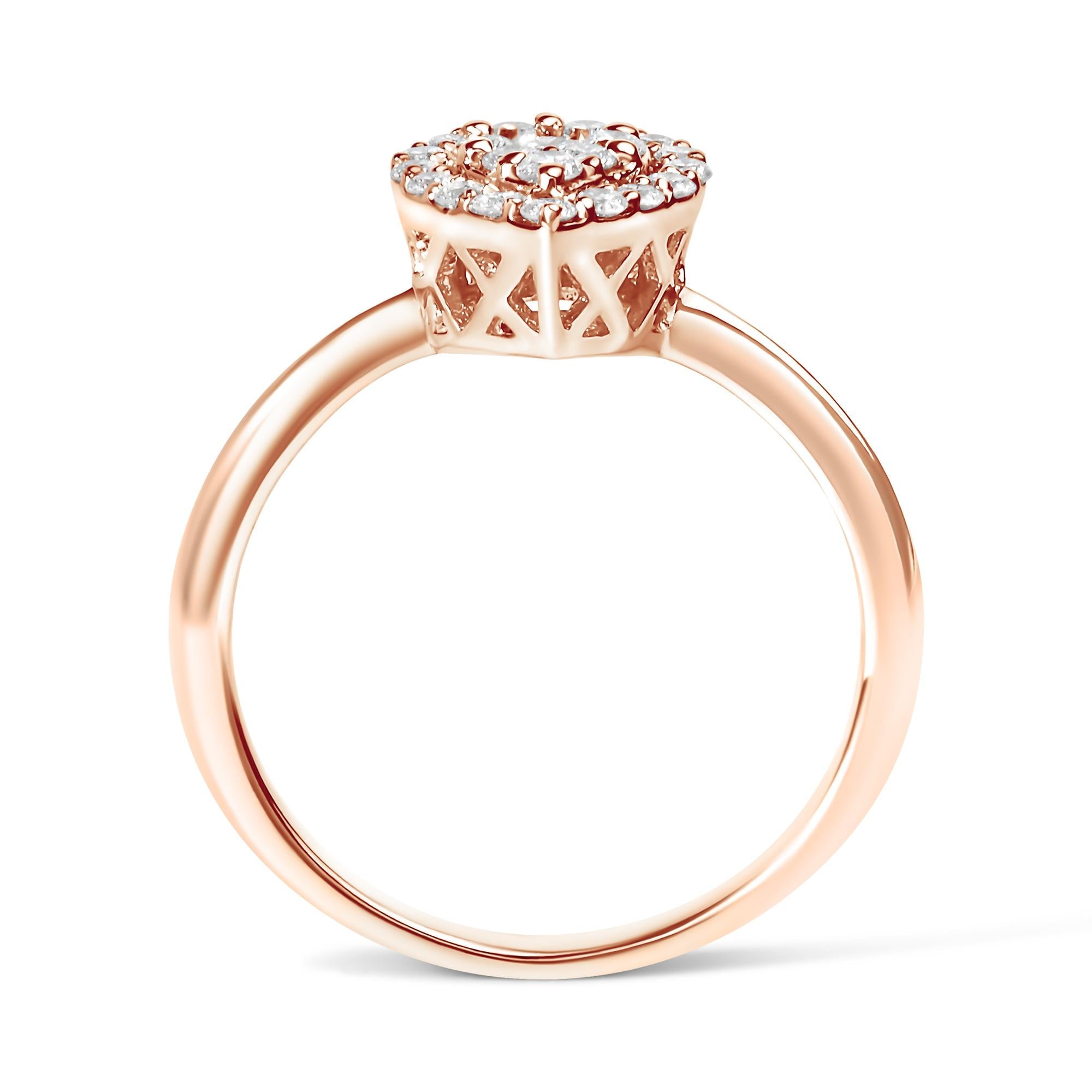 10K Rose Gold 3/8 Cttw Round-Cut Diamond Pear Promise Ring (I-J Color, I2-I3 Clarity) - Friggin Jewelry