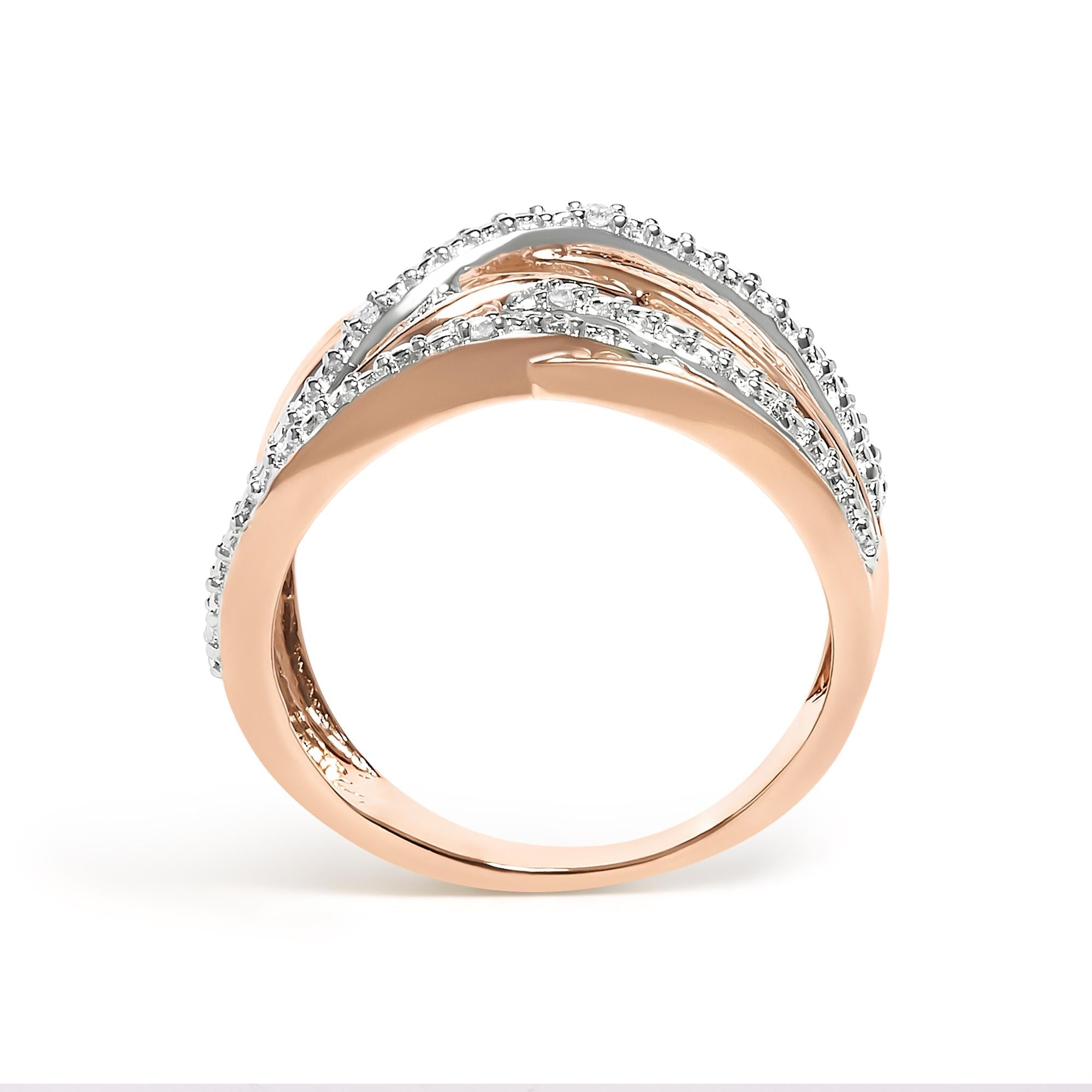 .925 Sterling Silver Diamond Accent Crossover Ring (I-J Color, I2-I3 Clarity) - Friggin Jewelry