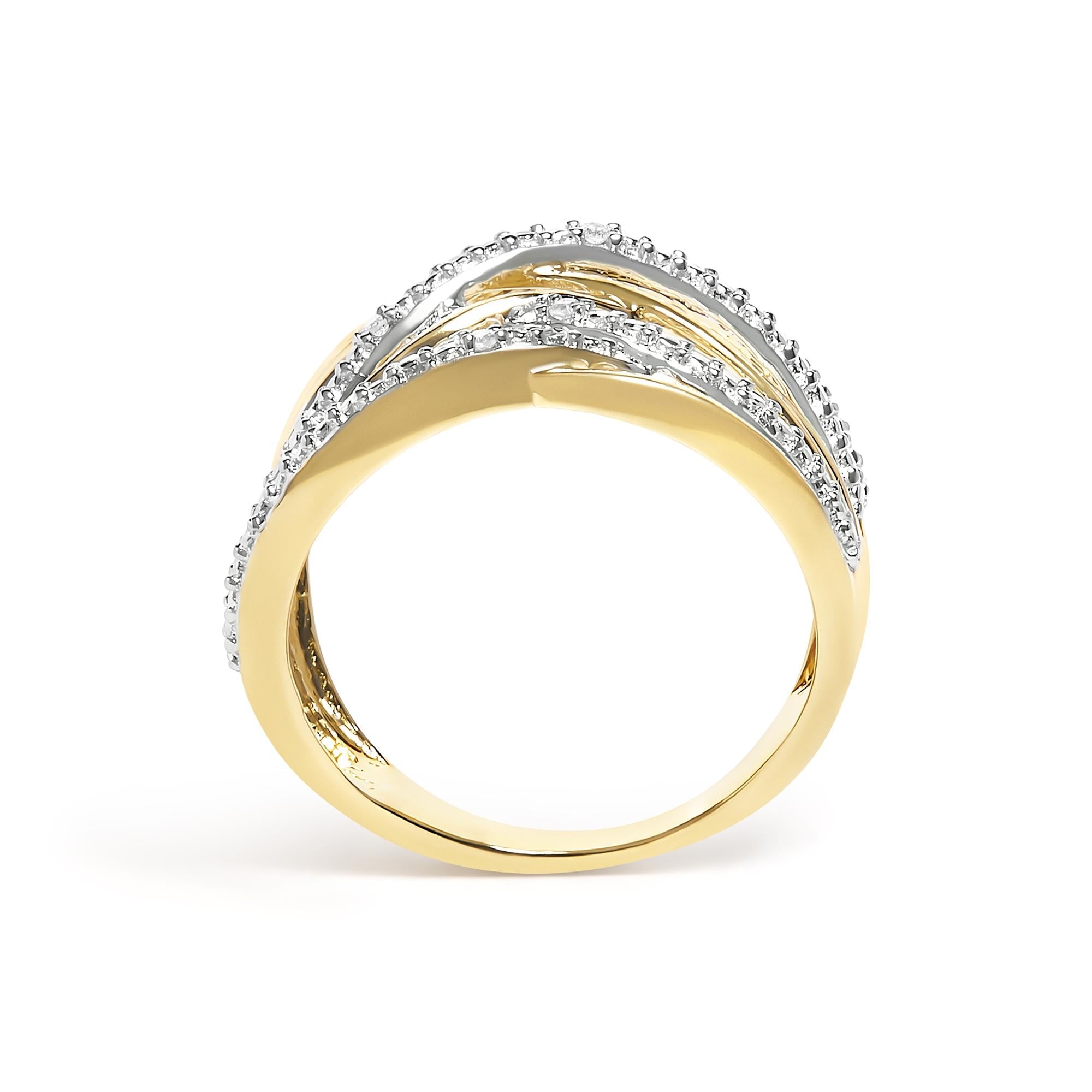 Anillo cruzado con detalles de diamantes en plata de ley 925 (color IJ, claridad I2-I3) - Friggin Jewelry