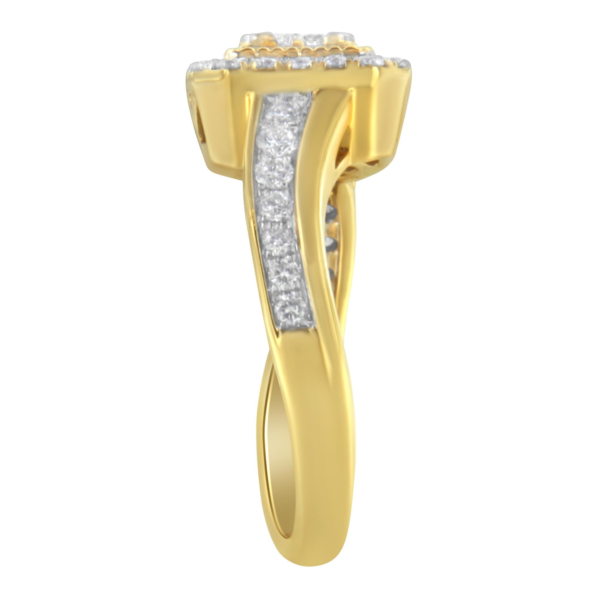 10KT Yellow Gold Diamond Cocktail Ring (5/8 cttw, H-I Color, SI2-I1 Clarity) - Friggin Jewelry