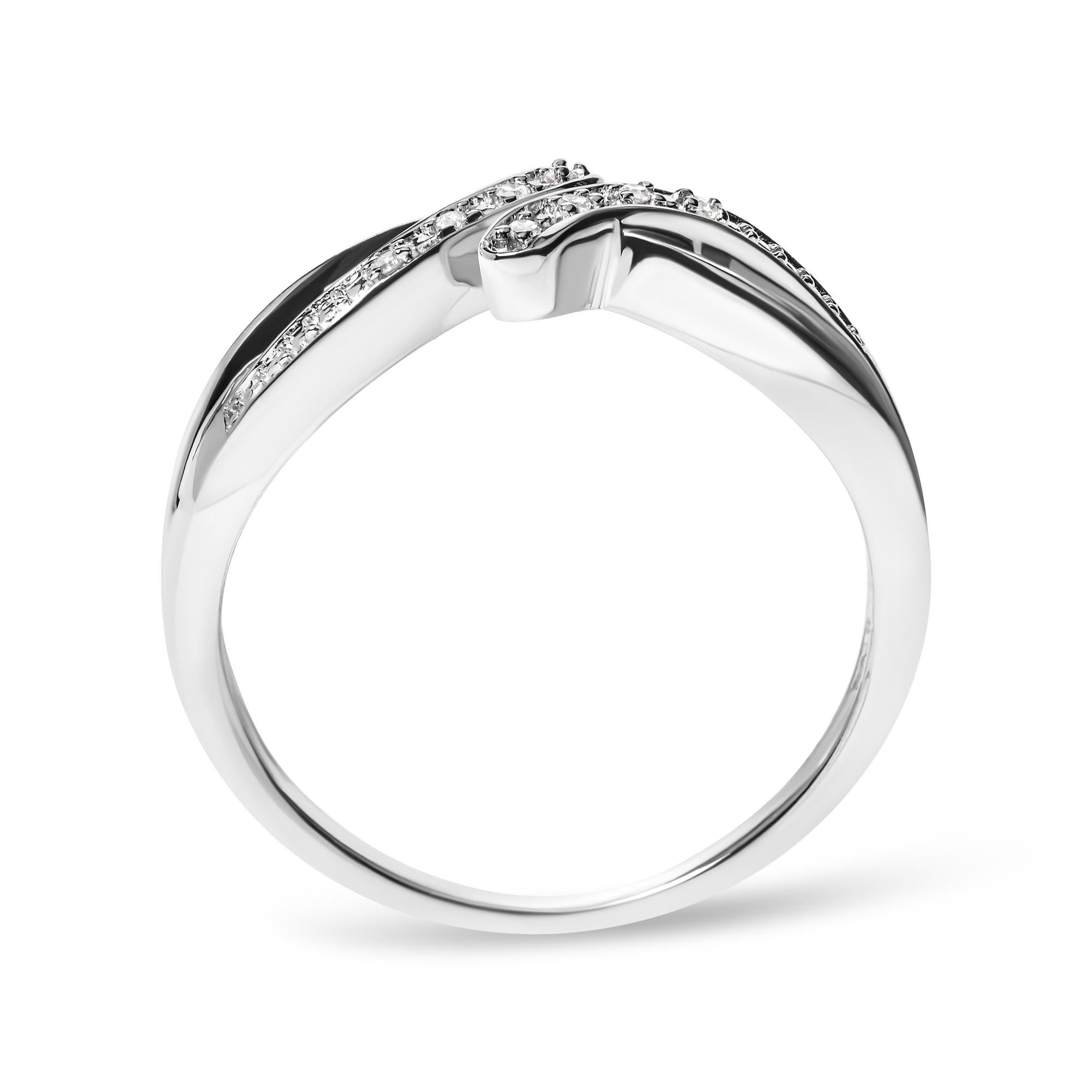925 Sterling Silver Diamond Accent Bypass and Split Shank Band Ring (I-J Color, I2-I3 Clarity) - Friggin Jewelry